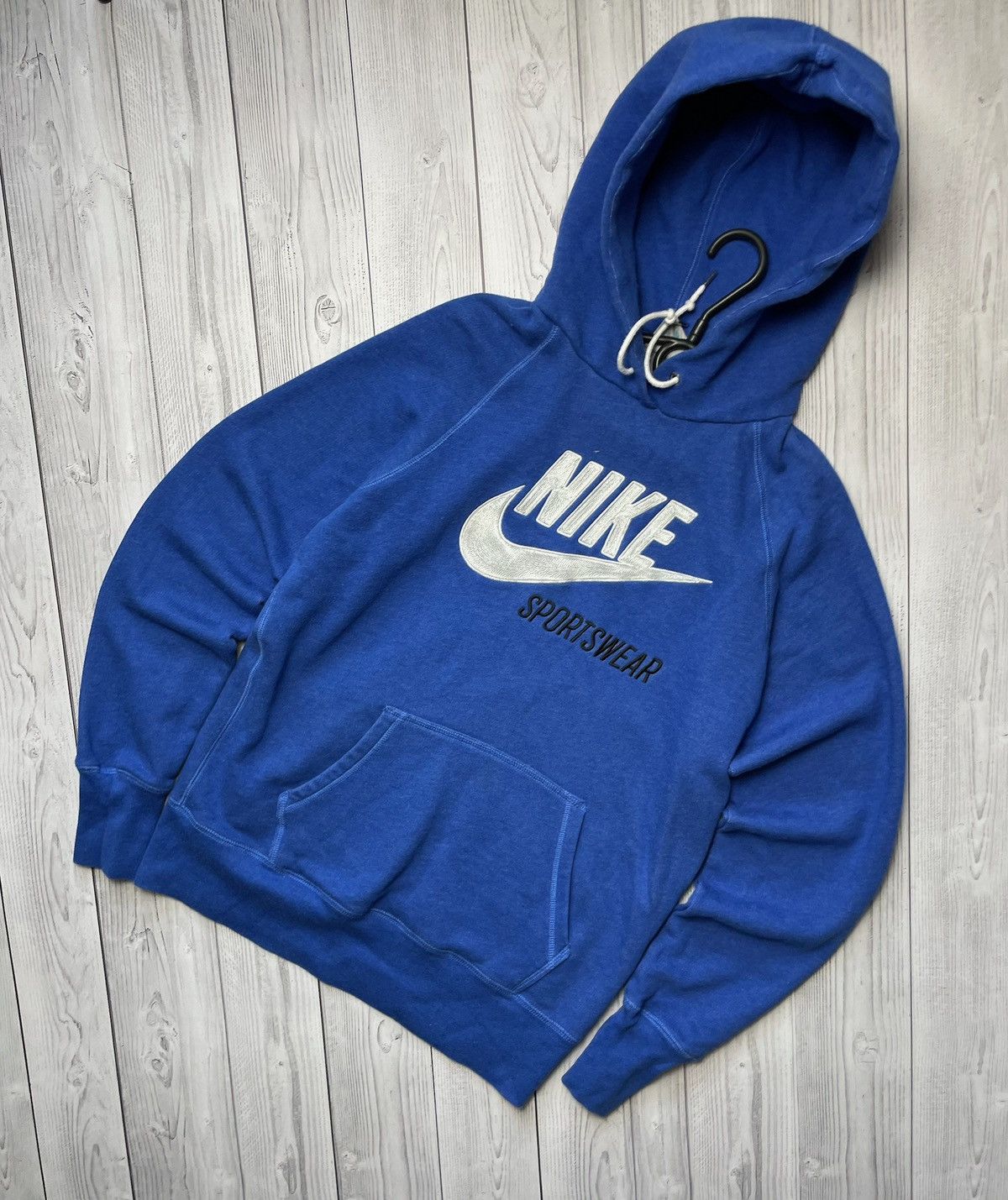 Nike × Vintage Vintage Nike hoodie big logo blue size L/XL Size L / US 10 / IT 46 - 1 Thumbnail