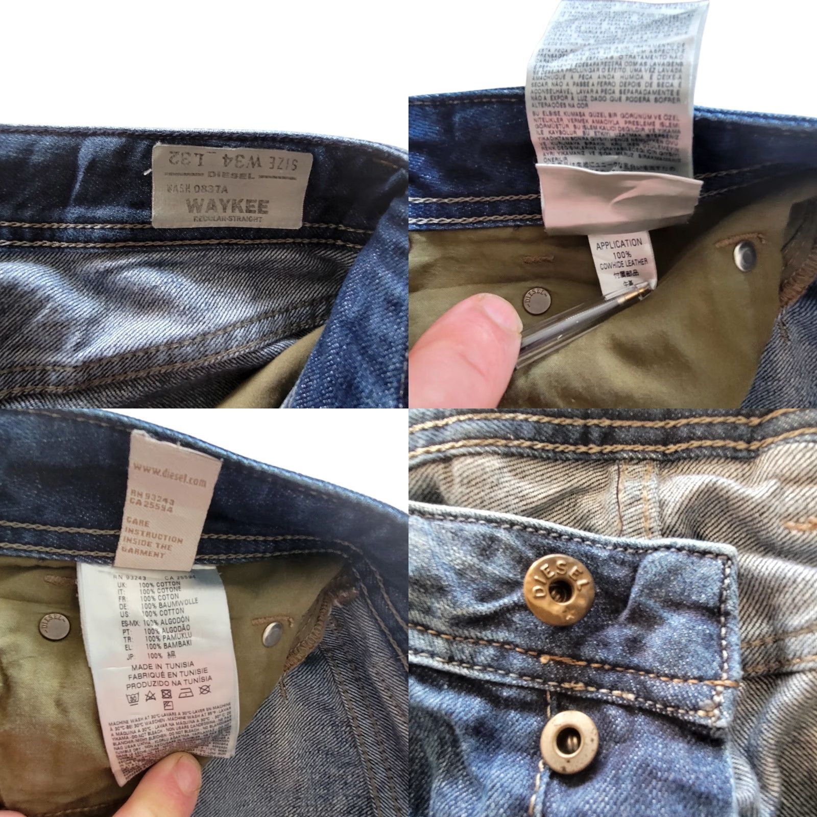 Diesel Diesel Waykee Jeans W34 L32 – Wash 0837A, Regular Straight, Blue, Men – Diesel Waykee Jeans W34 L32 Size US 34 / EU 50 - 10 Thumbnail