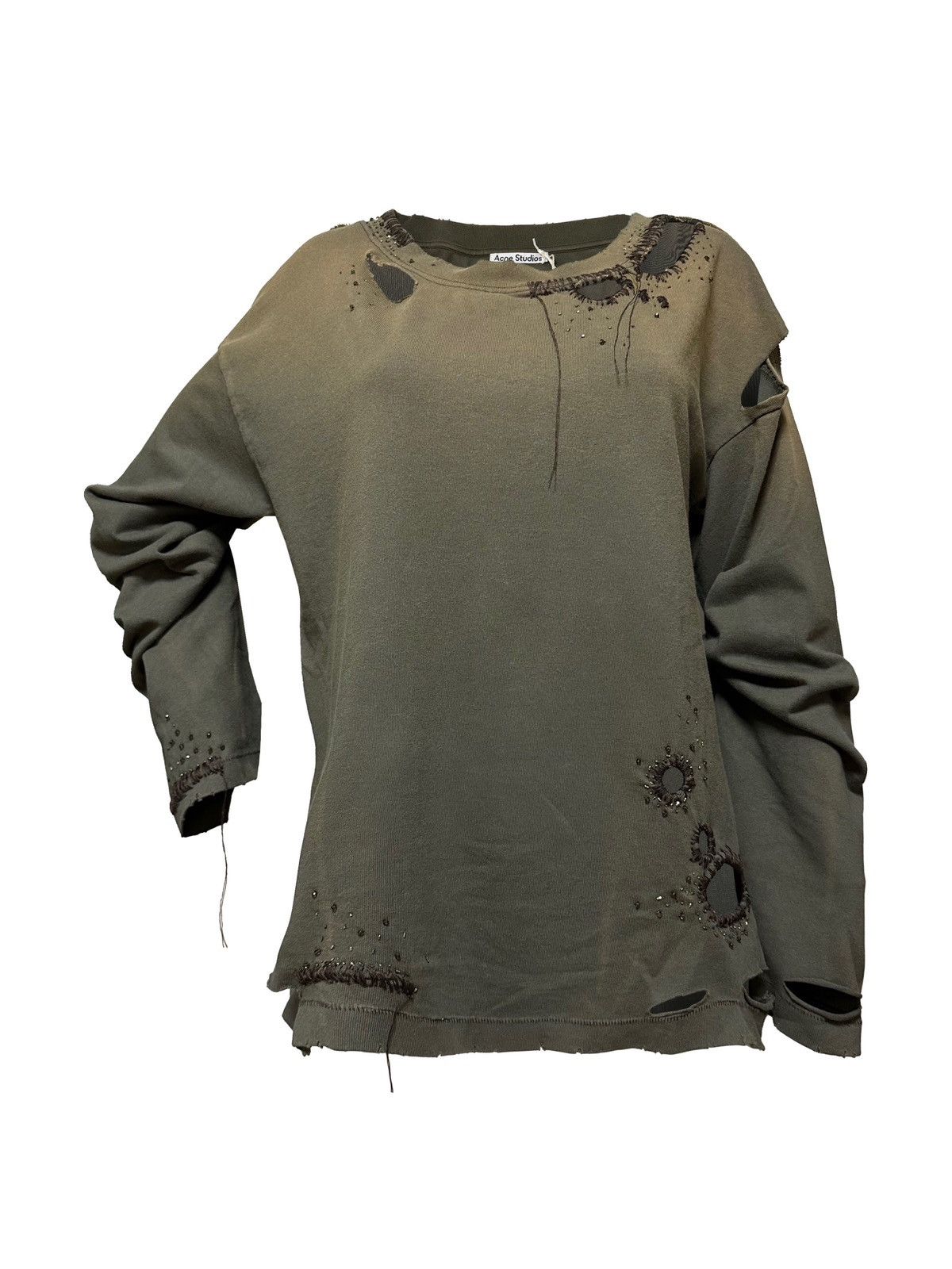 Acne Studios ACNE STUDIOS Fall Winter 2022 Distressed Long Sleeve T-Shirt Size XXS / US 00 / IT 34 - 1 Thumbnail