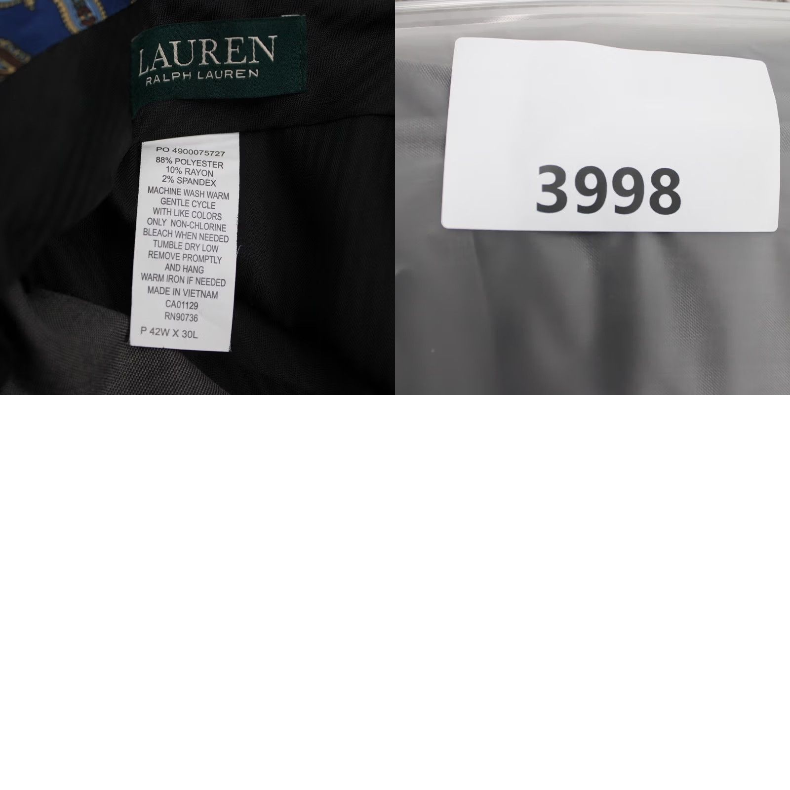 Ralph Lauren LAUREN Ralph Lauren Dress Pants Mens 42x30 Gray Flat Front Poly/Rayon Blend Dress Pants Mens Gray 90s Preppy Style Regular Straight Front Size US 42 / EU 58 - 9 Thumbnail