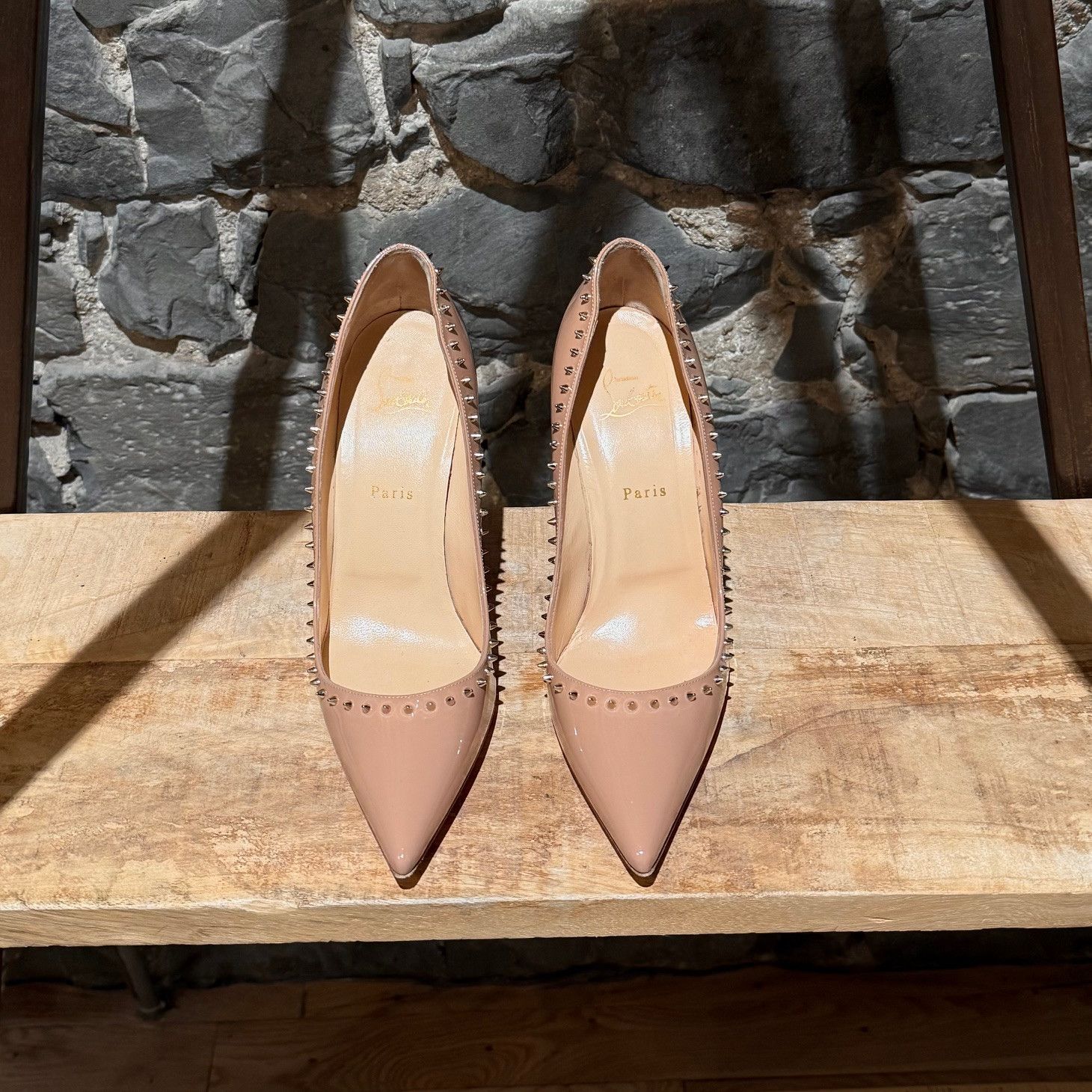 Christian Louboutin Christian Louboutin Nude Patent Anjalina Spike Pumps Size US 11 / IT 41 - 2 Thumbnail