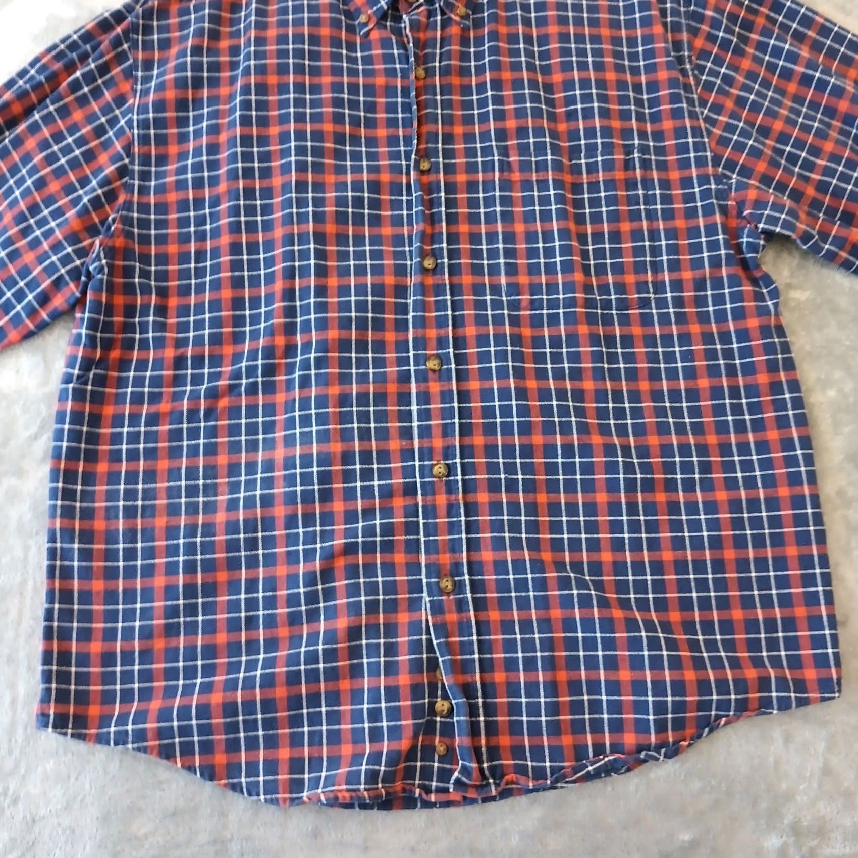 Eddie Bauer Eddie Bauer Mens Large Blue Orange Plaid Long Sleeve Button-Down Cotton Shirt Size US L / EU 52-54 / 3 - 5 Thumbnail