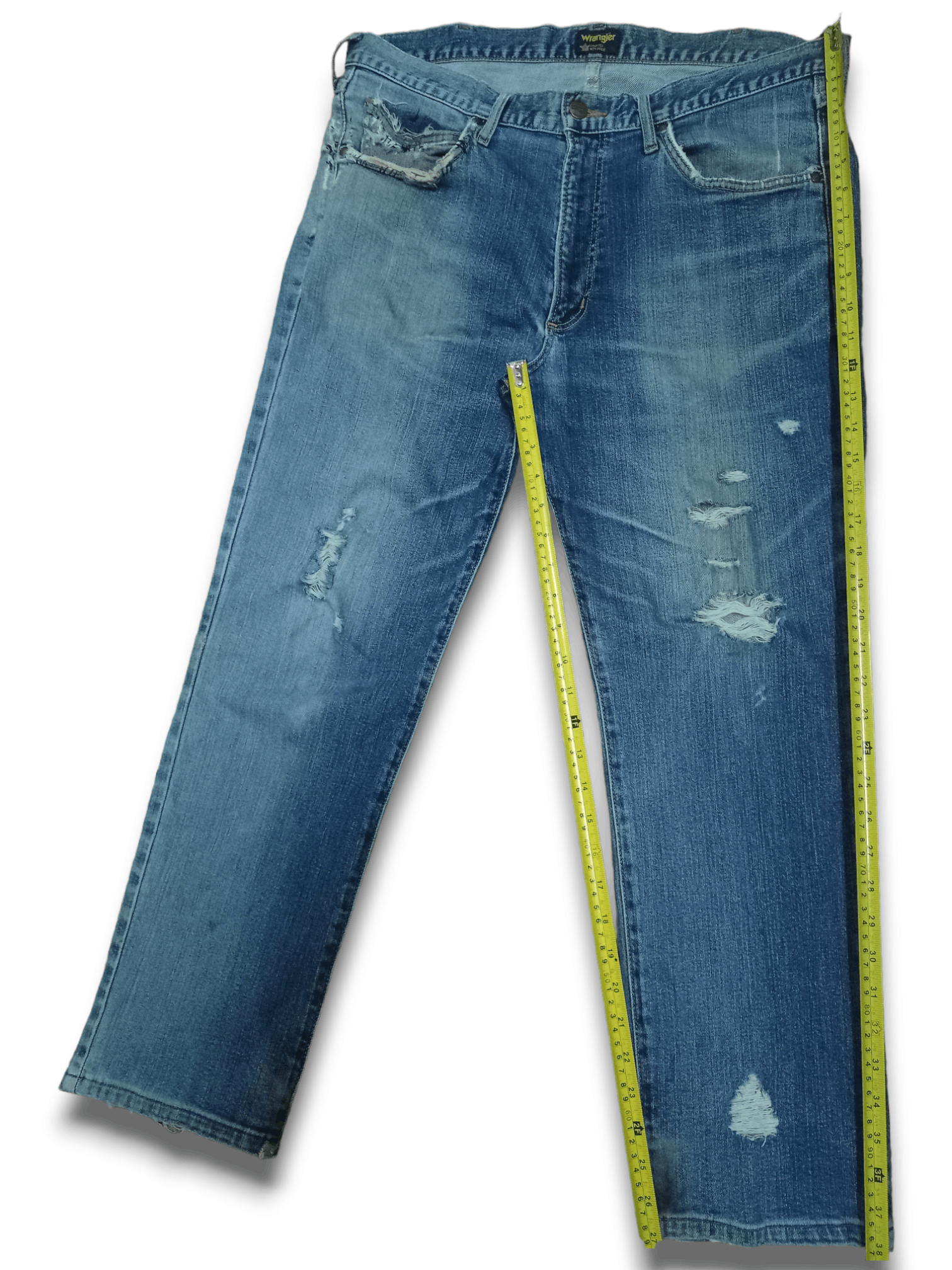 Wrangler SALES 🔥 Vintage Wrangler Blue Wash Distressed Denim Jeans Size US 35 - 10 Thumbnail
