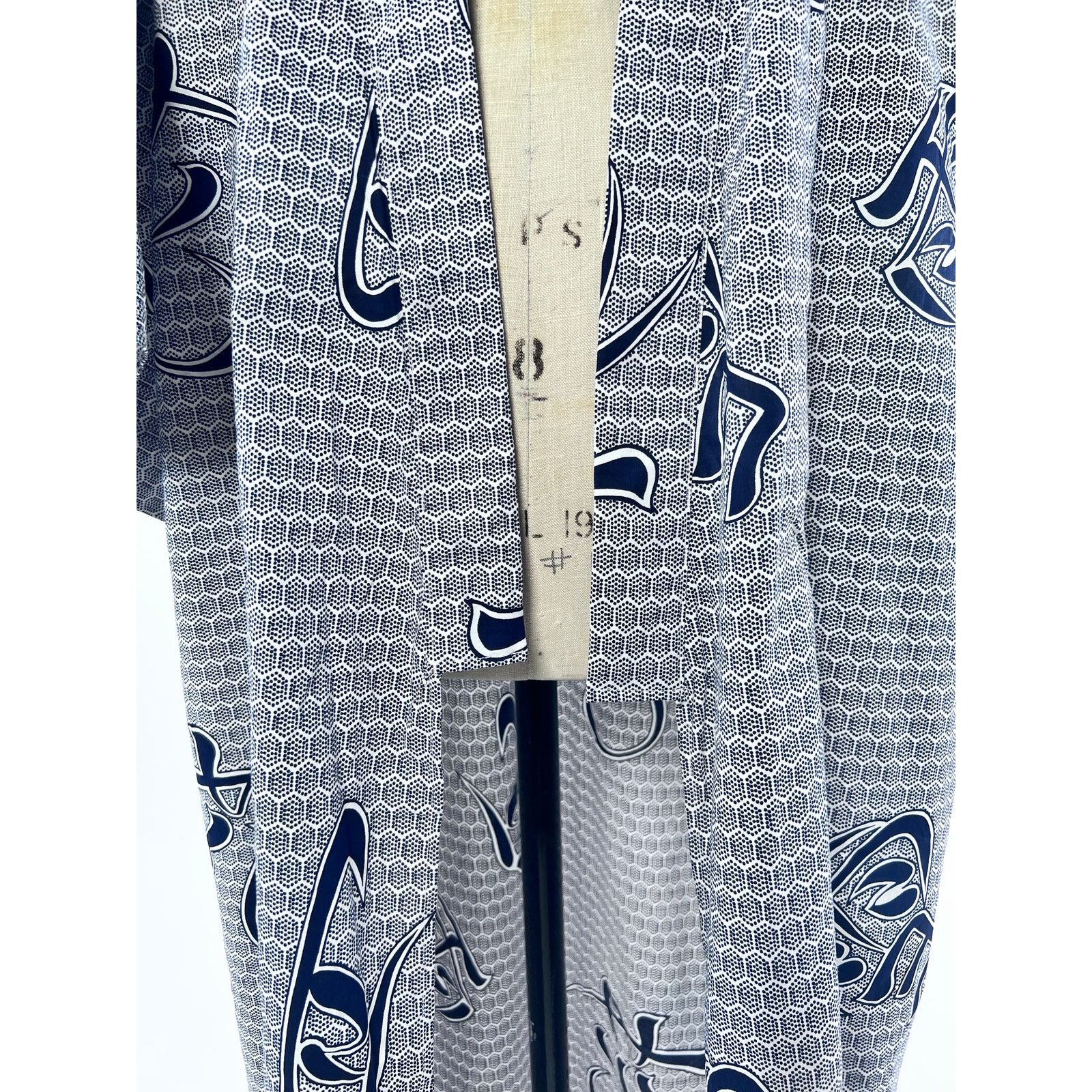 Vintage VTG 70s Kimono Streetwear Duster Navy White Japanese Unisex Size US XL / EU 56 / 4 - 6 Thumbnail