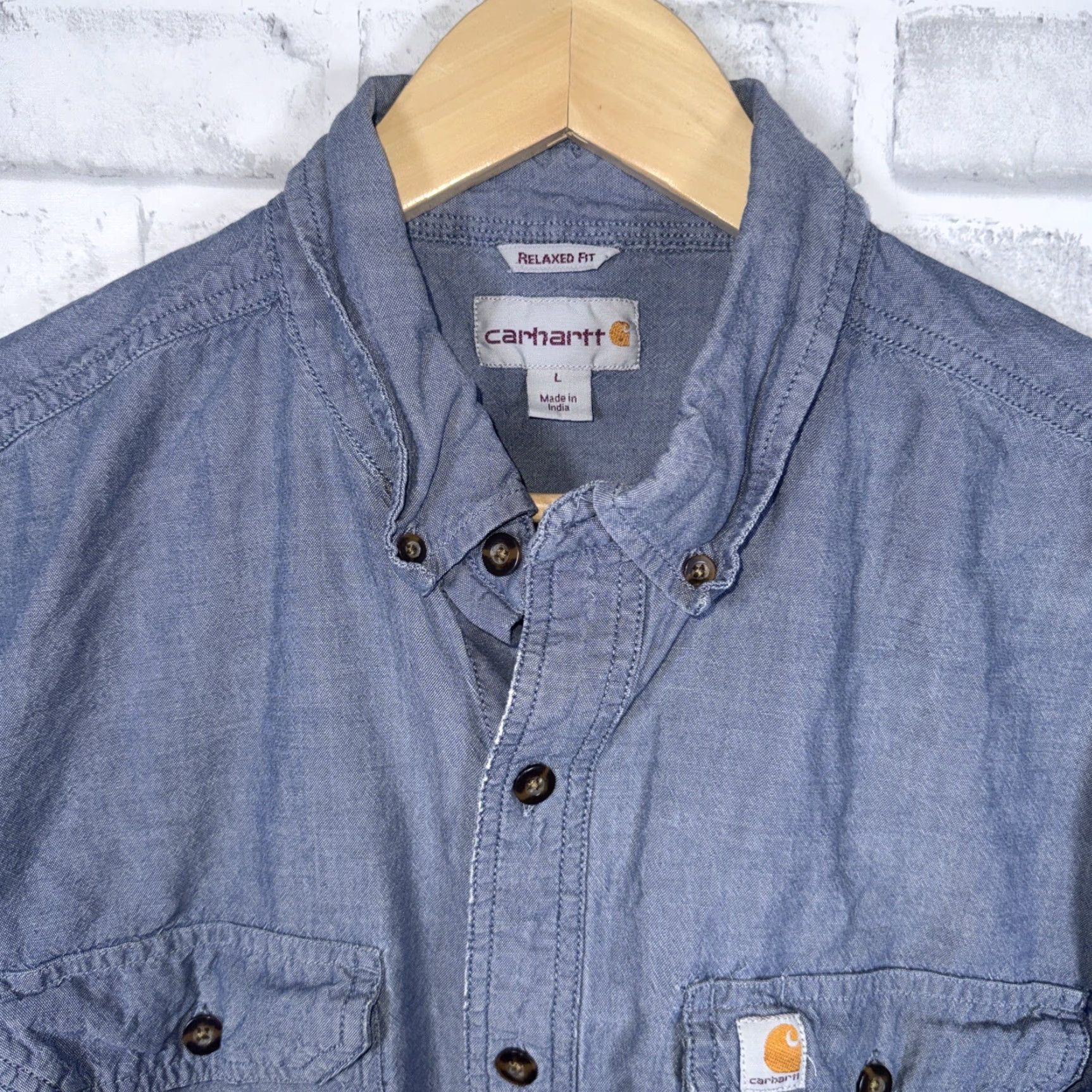 Carhartt Carhartt Button-Up Shirt Blue Long Sleeve Relaxed Mens L Size US L / EU 52-54 / 3 - 2 Thumbnail