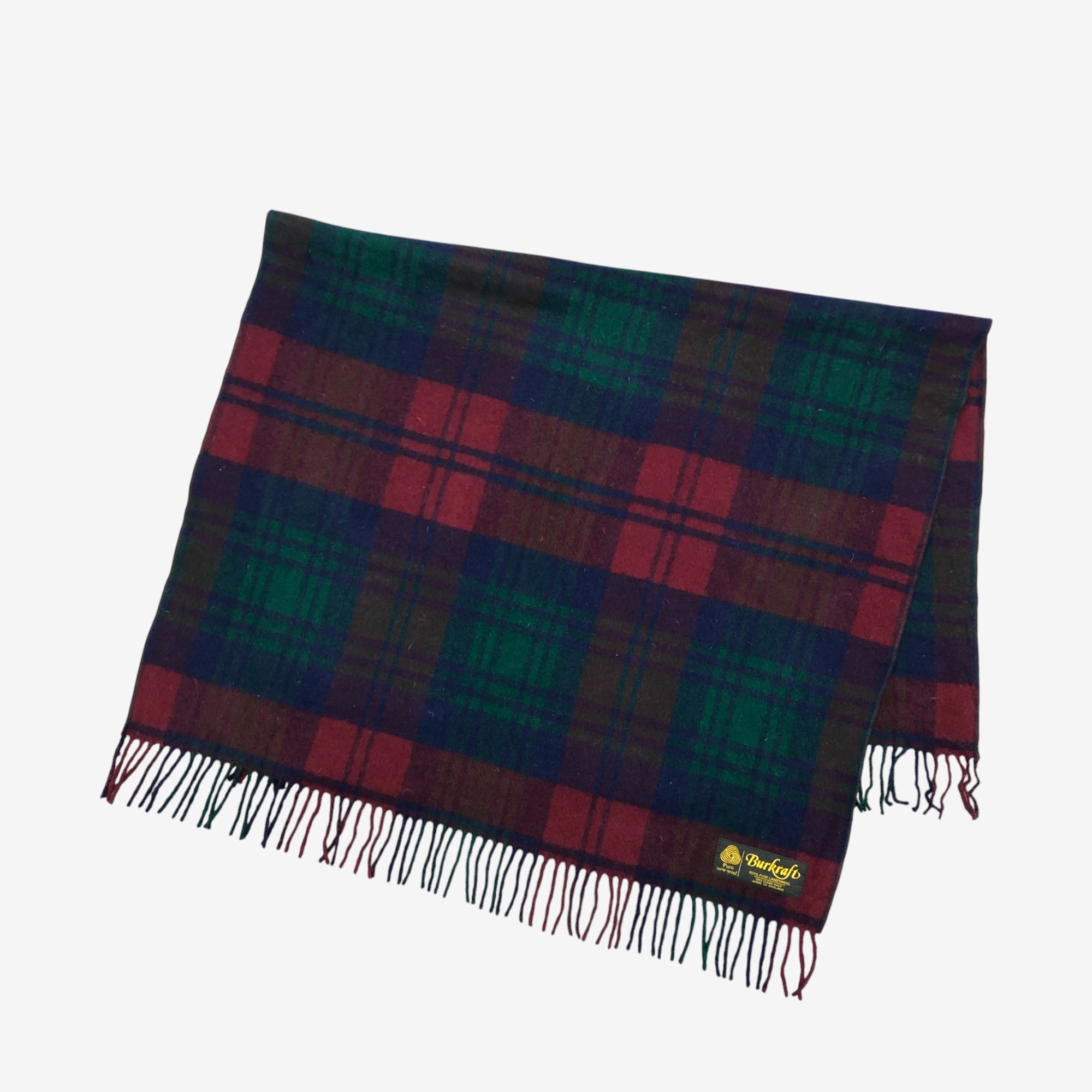 Japanese Brand Vintage Burkraft Scarf Muffler Wool Stole Wrap Plaid Scarves Size ONE SIZE - 4 Thumbnail