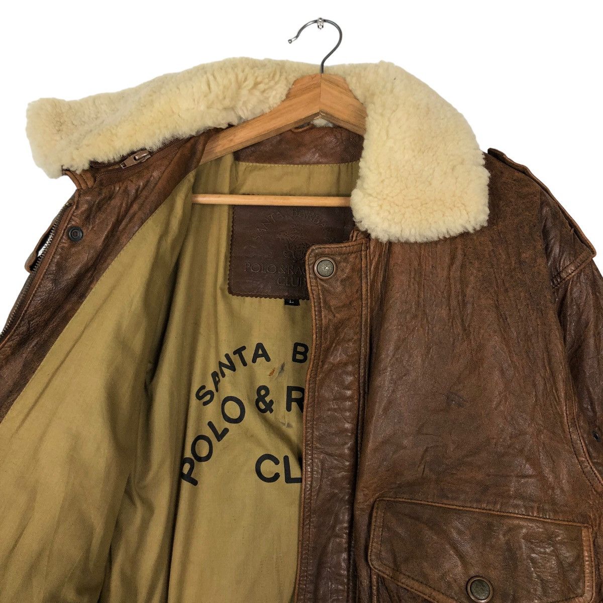 Genuine Leather 🔥80’s Vintage Bomber Leather Jacket Santa Barbara Polo Club Size US L / EU 52-54 / 3 - 10 Thumbnail