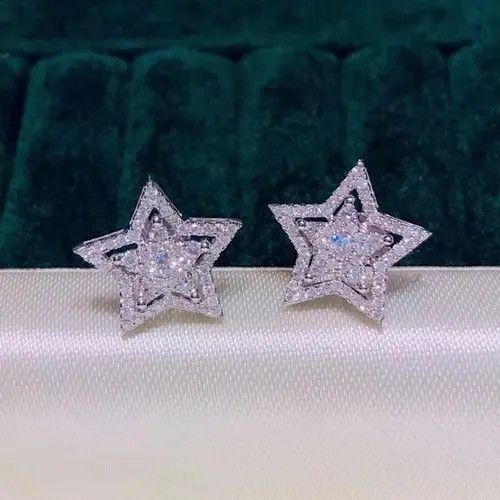 Vintage Zirconia Crystal Star Stud Earring (1pairs） Size ONE SIZE - 4 Thumbnail