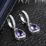 Other Women's Amethyst Purple Gemstone Teardrop Dangle Earrings Size ONE SIZE - 2 Thumbnail