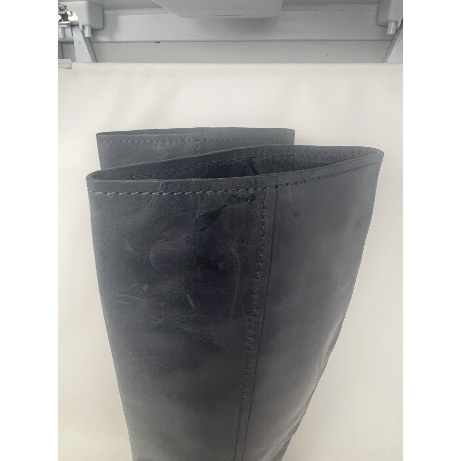 Chloe CHLOE Black Leather Wooden Heel Tall Boots, Size 39 Italy Size US 8.5 / IT 38.5 - 3 Thumbnail