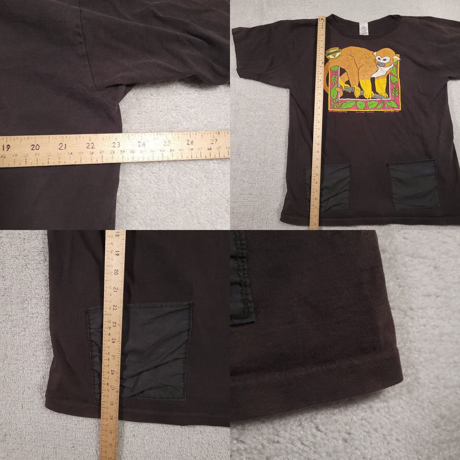 Vintage VINTAGE Greg Scott 1993 Earth Foundation T Shirt XL Black Short Sleeve Unisex Pockets Monkey USA Size US XL / EU 56 / 4 - 10 Thumbnail