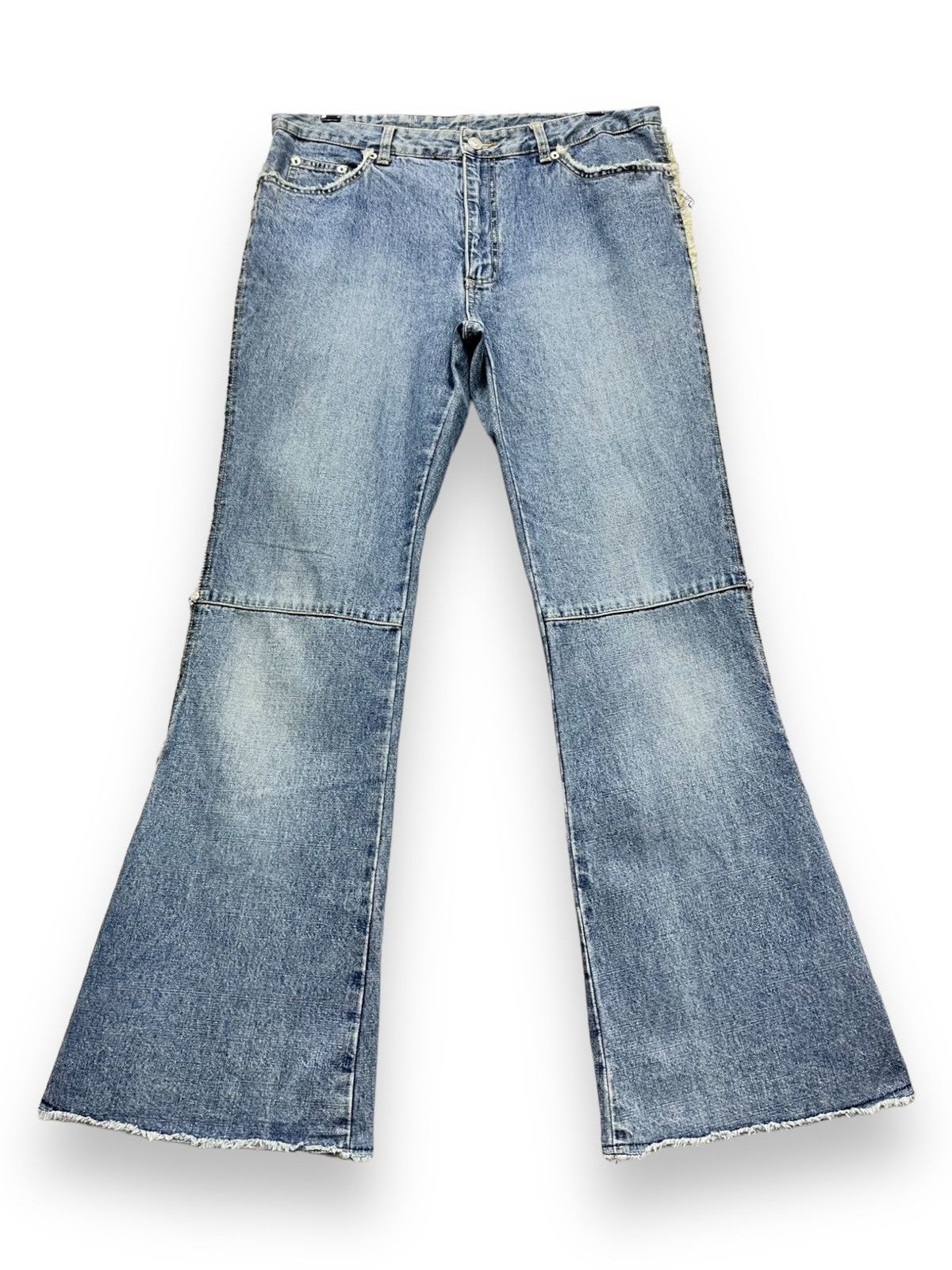 Designer × Japanese Brand × Vintage 🔥FYE 90’s Japanese Denim Frayed Side Bell Bottom Flared Size 32" / US 10 / IT 46 - 2 Thumbnail