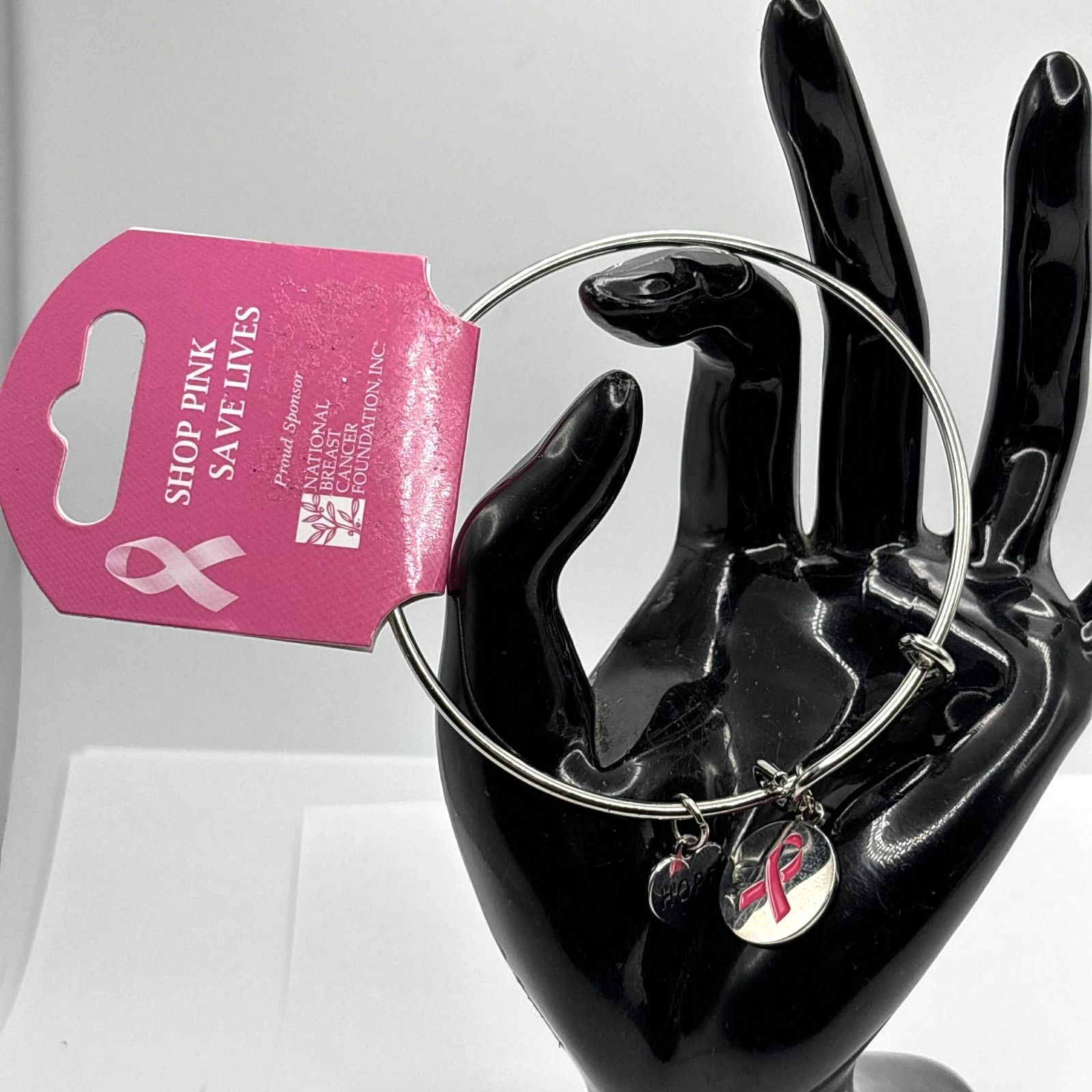 Other Silver & Pink Breast Cancer Bracelet Size ONE SIZE - 1 Thumbnail