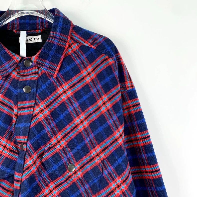 Other Balenciaga size 34 Color-block check cotton lapel long-sle Size XS / US 0-2 / IT 36-38 - 3 Thumbnail