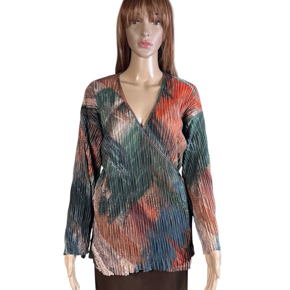 Zara NWT New Zara Pleated Printed Kimono Wrap Top Size S Size S / US 4 / IT 40 - 3 Thumbnail