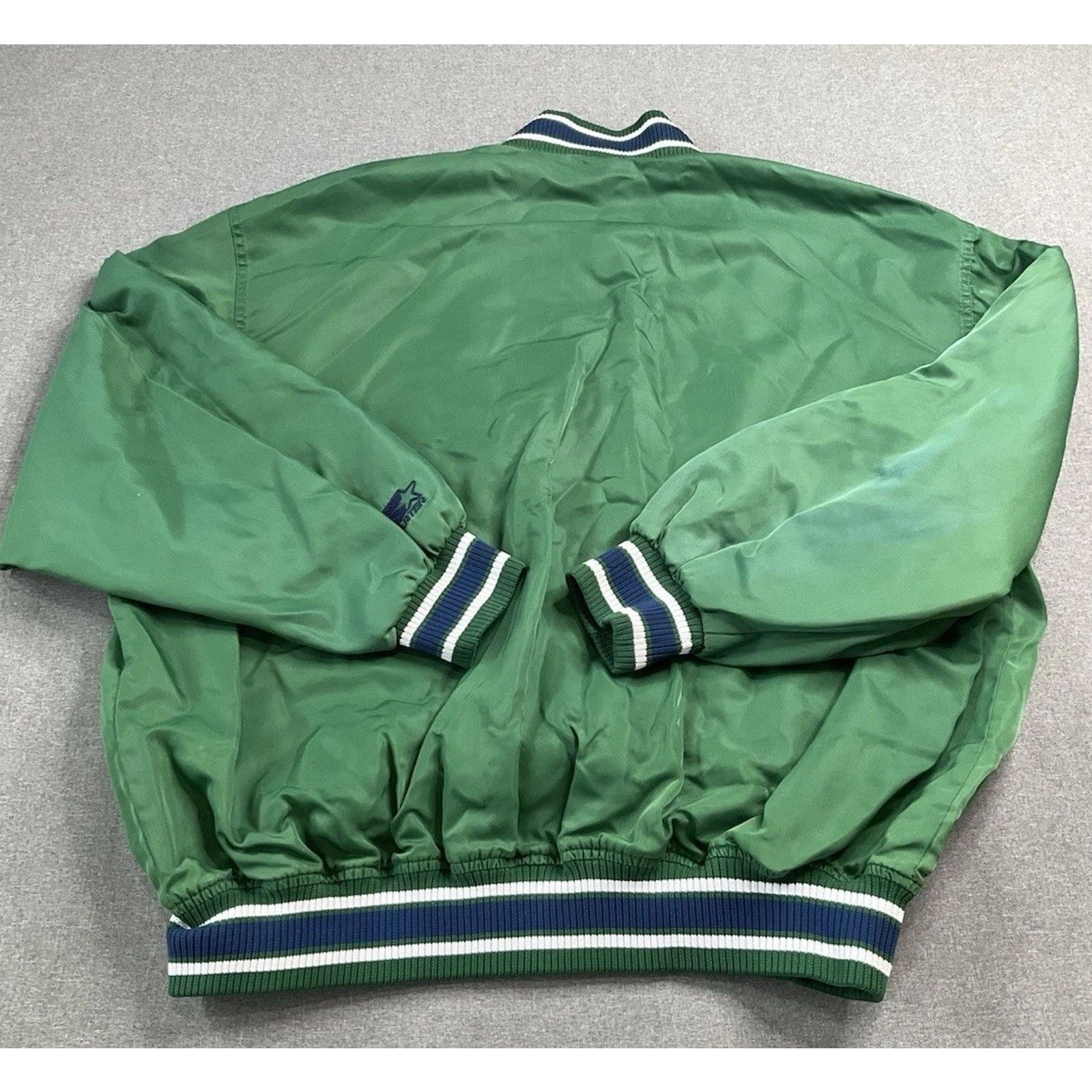 Starter Vintage 90s Starter Satin Varsity Jacket Green XL Size US XL / EU 56 / 4 - 2 Thumbnail
