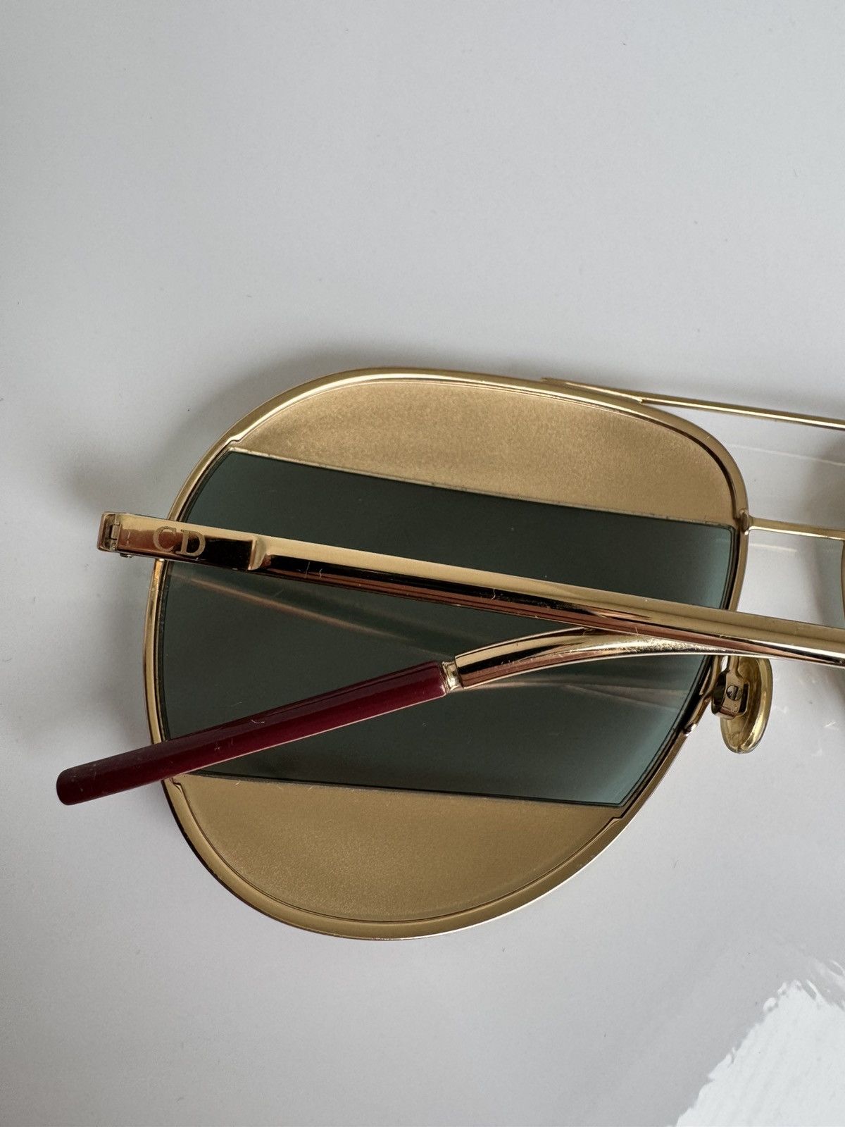 Dior Christian Dior Gold Aviator Sunglasses Gold Frame Vintage Size ONE SIZE - 11 Thumbnail