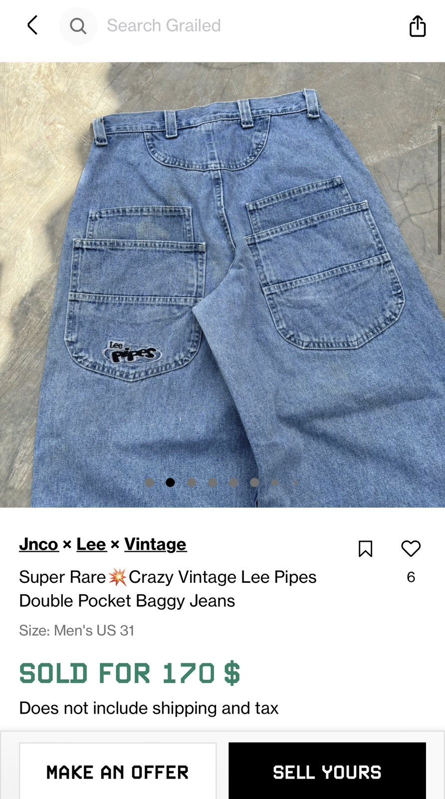 Lee Rare💥Crazy Vintage Lee Pipes multi mesh Pocket Baggy Jeans Size US 30 / EU 46 - 4 Thumbnail