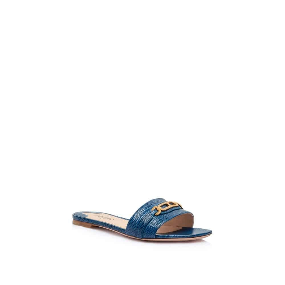 Tom Ford o1loc1c1025 W3526 Snake Effect Slides in Blue Size US 7 / IT 37 - 2 Thumbnail