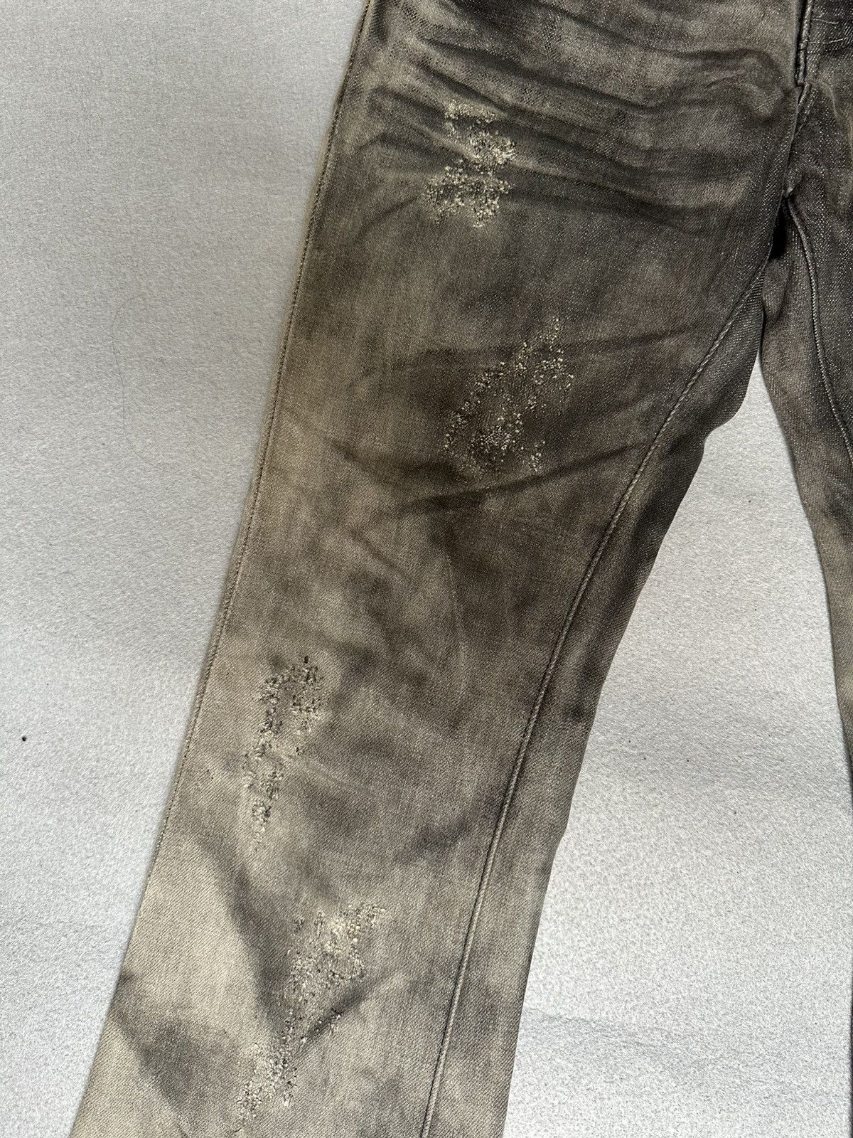 Japanese Brand FLARE Civarizie Distressed Release Leg Denim Size US 31 - 8 Thumbnail