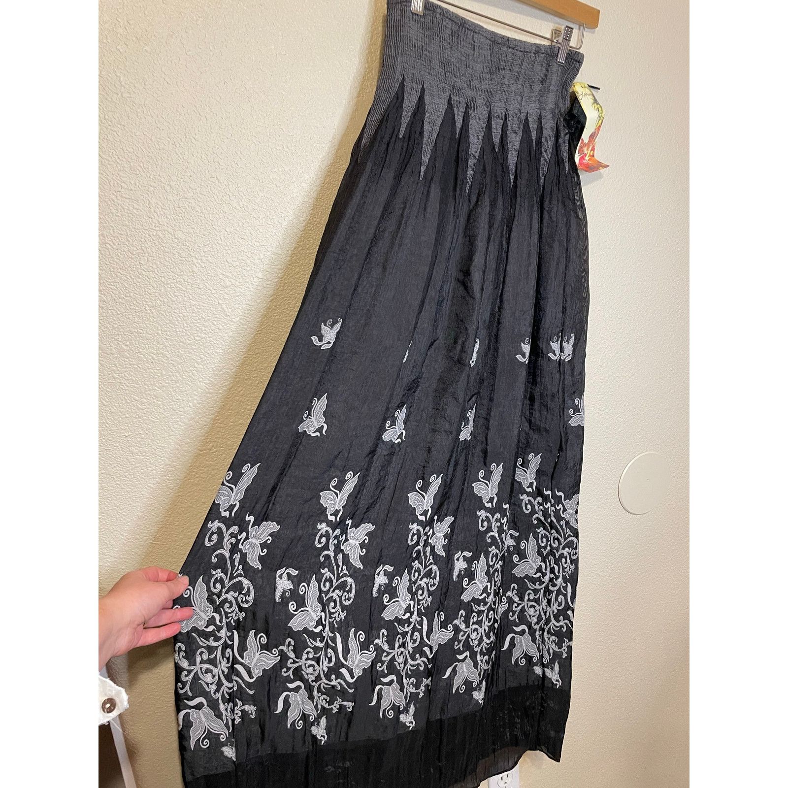 Other NWT Lapis Boho Black Floral Butterfly Midi Dress/ Skirt OS Size ONE SIZE - 11 Thumbnail