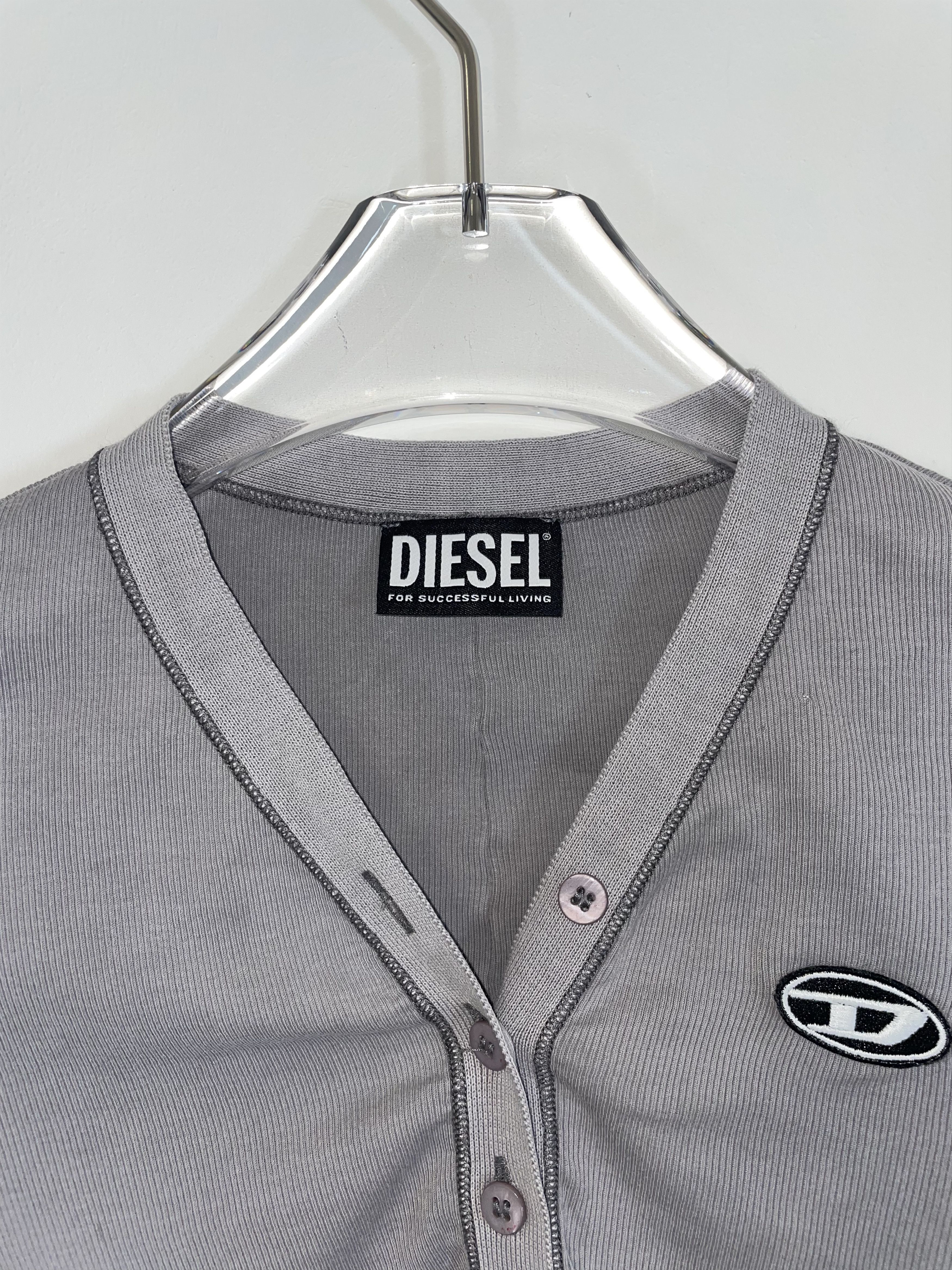 Diesel Glenn Martens | Grey Long Sleeve Button Cropped Top | XSmall Size XS / US 0-2 / IT 36-38 - 5 Thumbnail