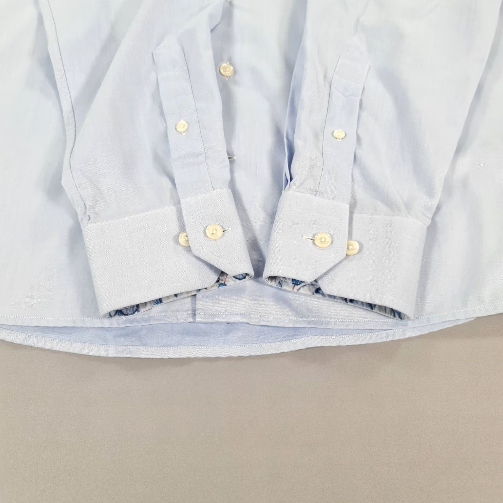 Eton Etón Mens Shirt Blue 17.5 Formal Dress Shirt Long Sleeve Button Up Slim 100% Cotton Regular 44cm Collar Point Mens Size US XXL / EU 58 / 5 - 4 Thumbnail