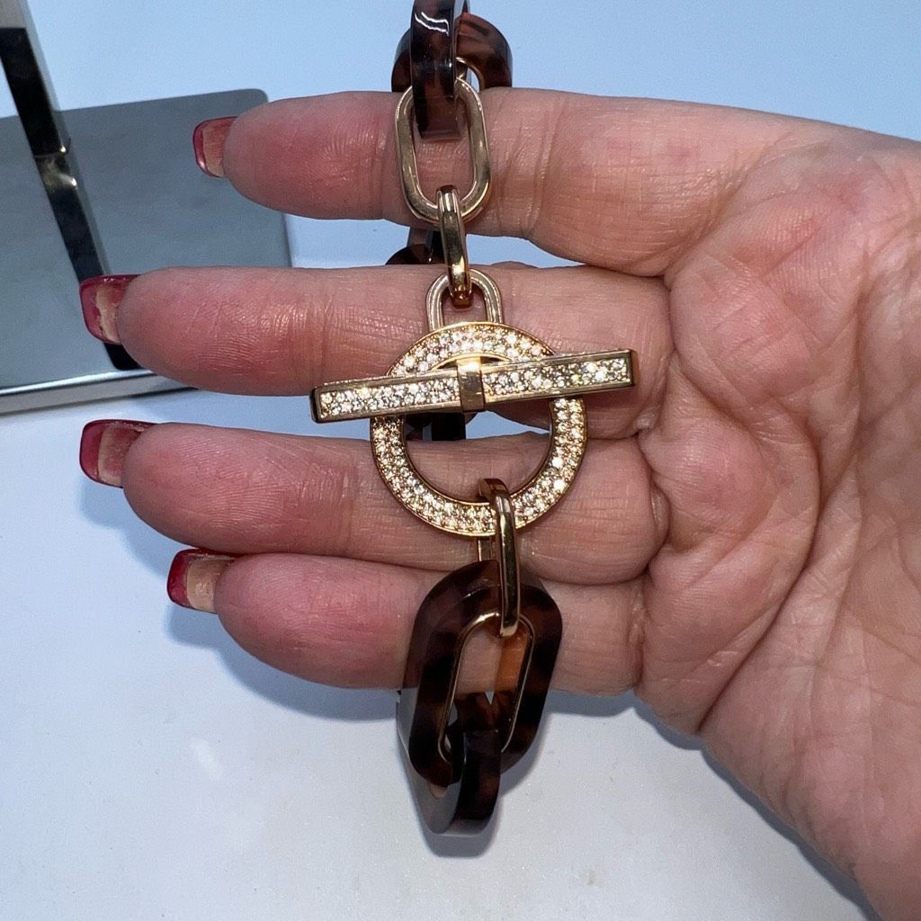 Michael Kors Michael Kors Tortoise Shell Large Link Crystal Rose Gold Tog Size ONE SIZE - 1 Thumbnail