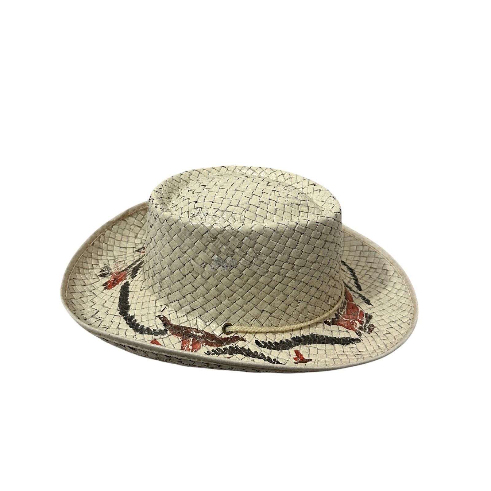Vintage Vintage Kids Western Southwestern Straw Cream Cowboy Hat OS Size ONE SIZE - 3 Thumbnail