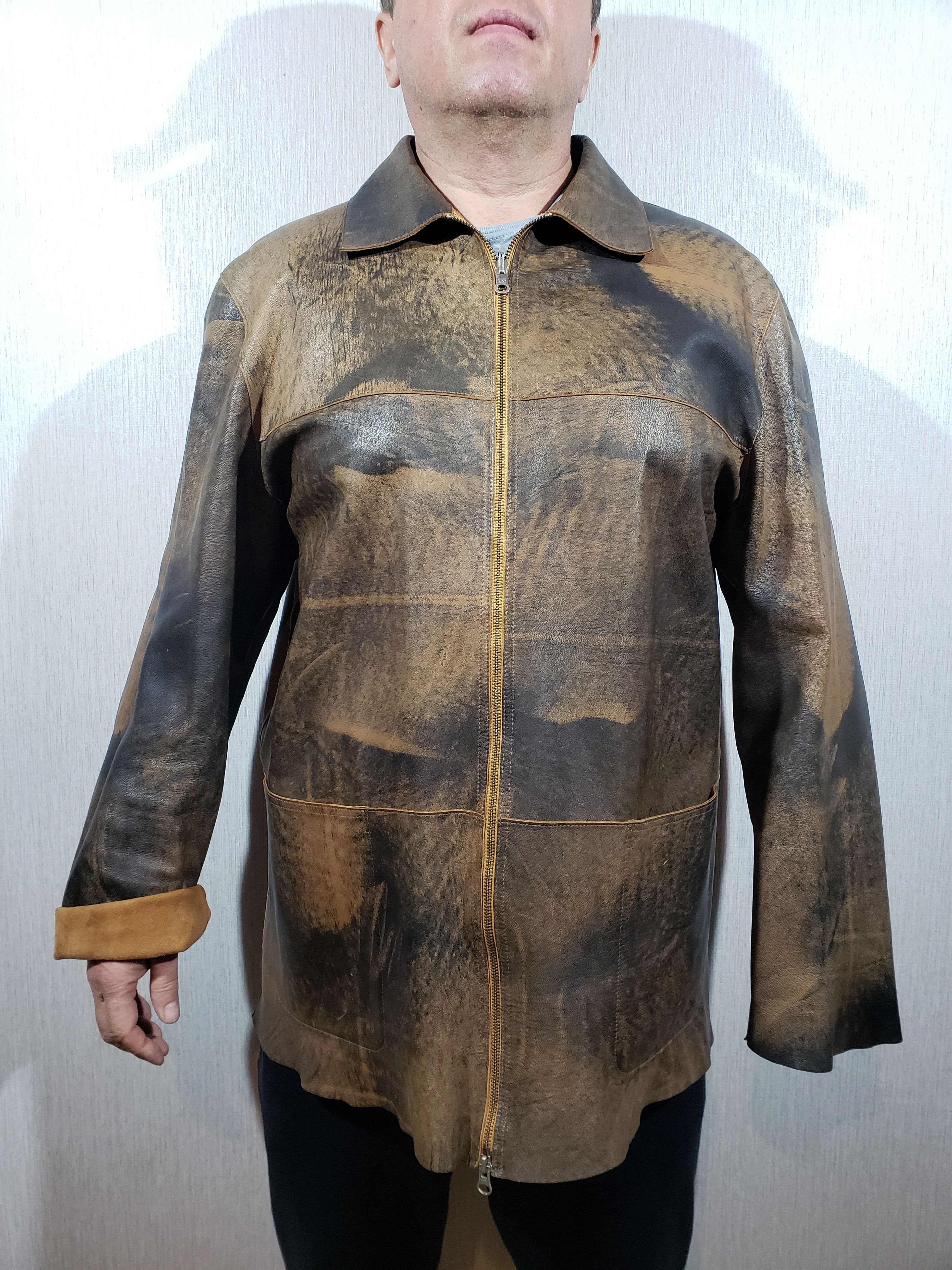Other Double-sided men's leather shirt with a metal zipper. Size US XL / EU 56 / 4 - 1 Thumbnail
