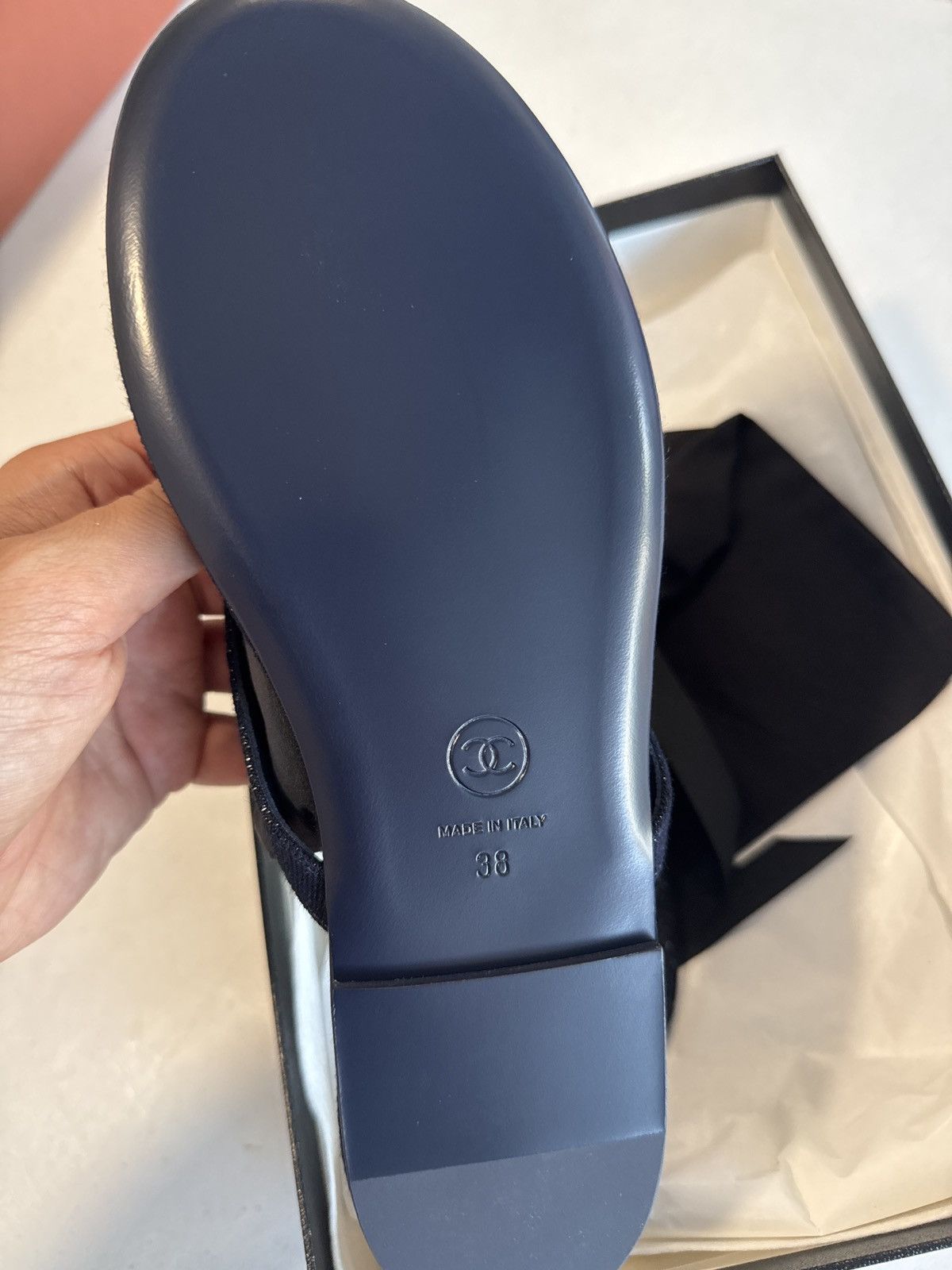 Chanel Chanel blue denim glitter thongs flip flops Size US 8 / IT 38 - 2 Thumbnail