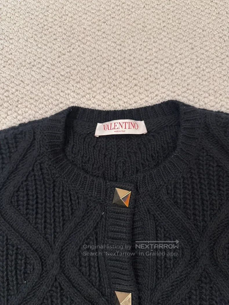 Valentino Valentino Black knitted willow studded cardigan Size M / US 6-8 / IT 42-44 - 3 Thumbnail
