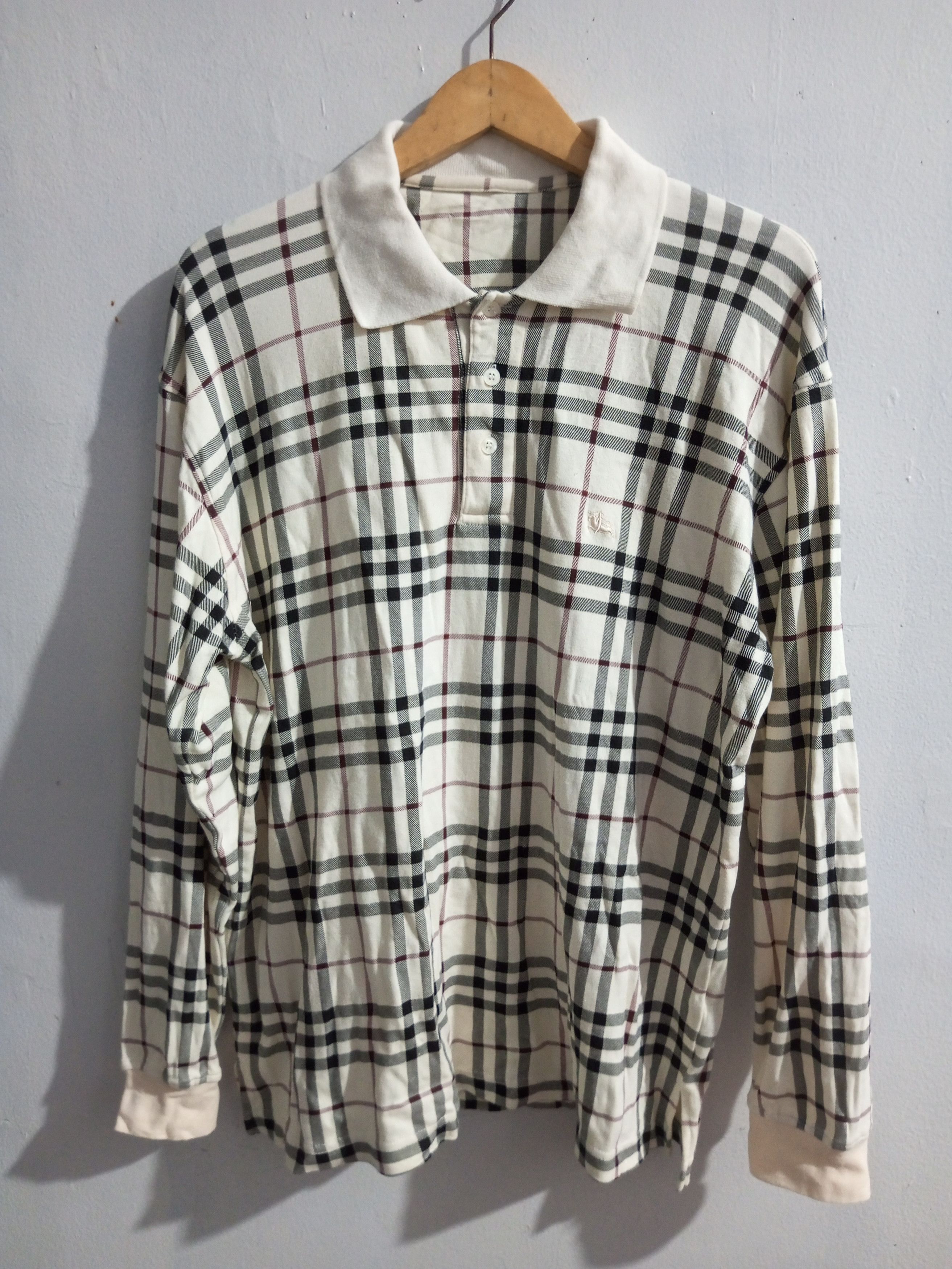 Burberry × Vintage Vintage Burberry nova check full long sleeve polo shirt Size US L / EU 52-54 / 3 - 1 Thumbnail