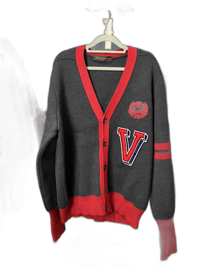 Louis Vuitton Embroidered Grey Cardigan Sweater