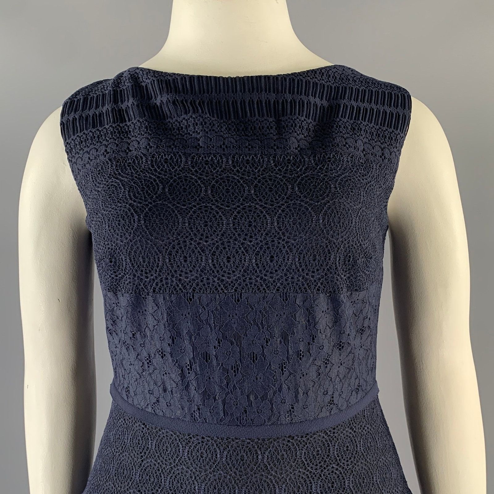 Other TALBOT RUNHOF Navy Cotton Blend Scoop Neck Midi Dress Size XL / US 12-14 / IT 48-50 - 2 Thumbnail