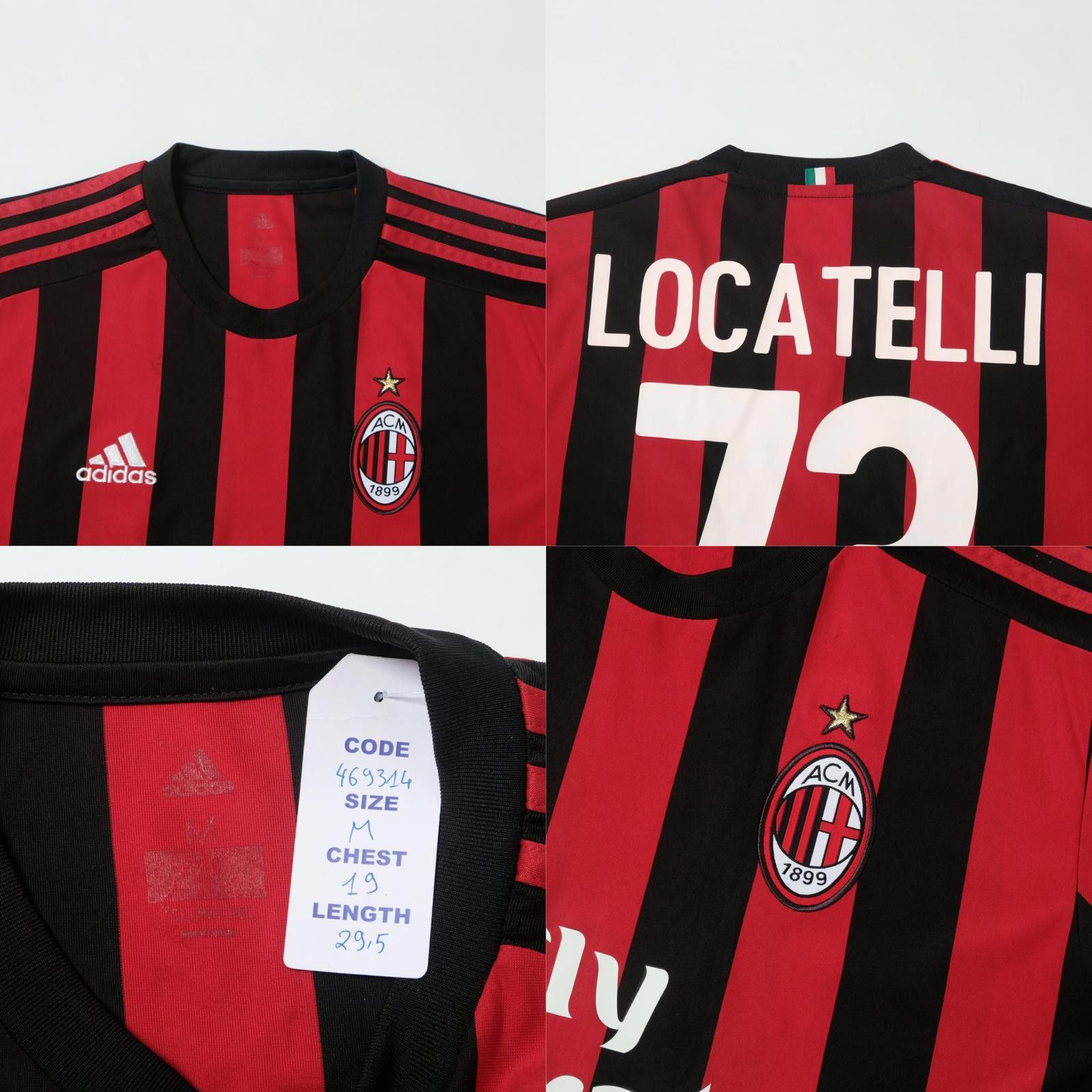 Adidas 2017/18 AC Milan Home Shirt Adidas Locatelli (M) Size US M / EU 48-50 / 2 - 5 Thumbnail
