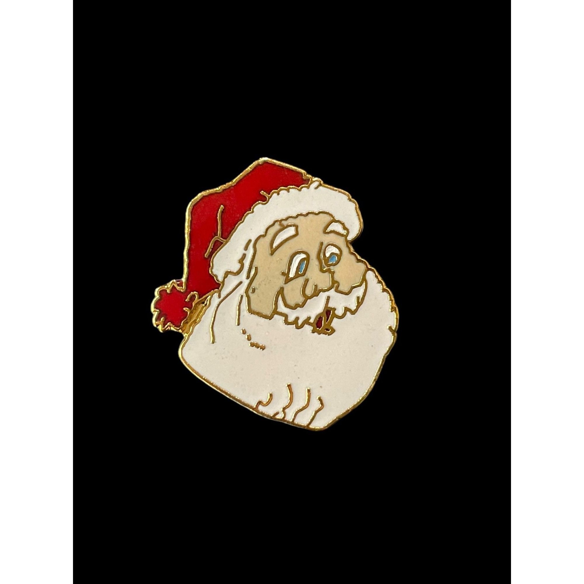 Jewelry × Vintage Vintage Christmas Santa Claus Head Gold Tone Enamel Brooch Size ONE SIZE - 1 Thumbnail