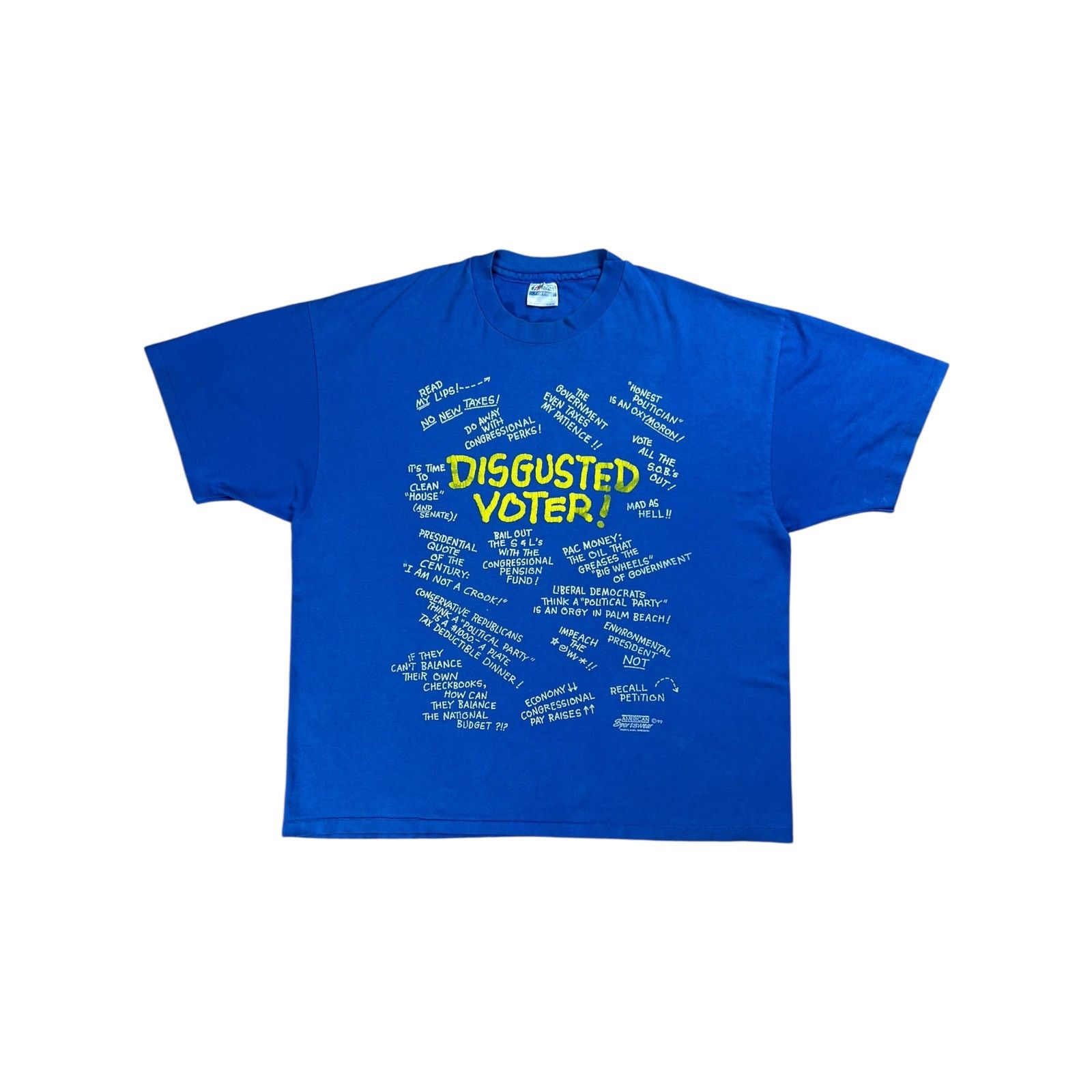 Hanes × Vintage Vintage 1992 Disgusted Voter! Political Protest tee (XXL) Size US XXL / EU 58 / 5 - 1 Thumbnail