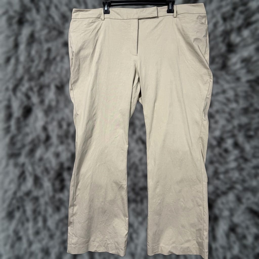 Vintage Fashion Bug Dress Pants Womens Plus 24W Khaki Beige Straight Leg Stretch Office Size 42" / US 20 - 1 Thumbnail