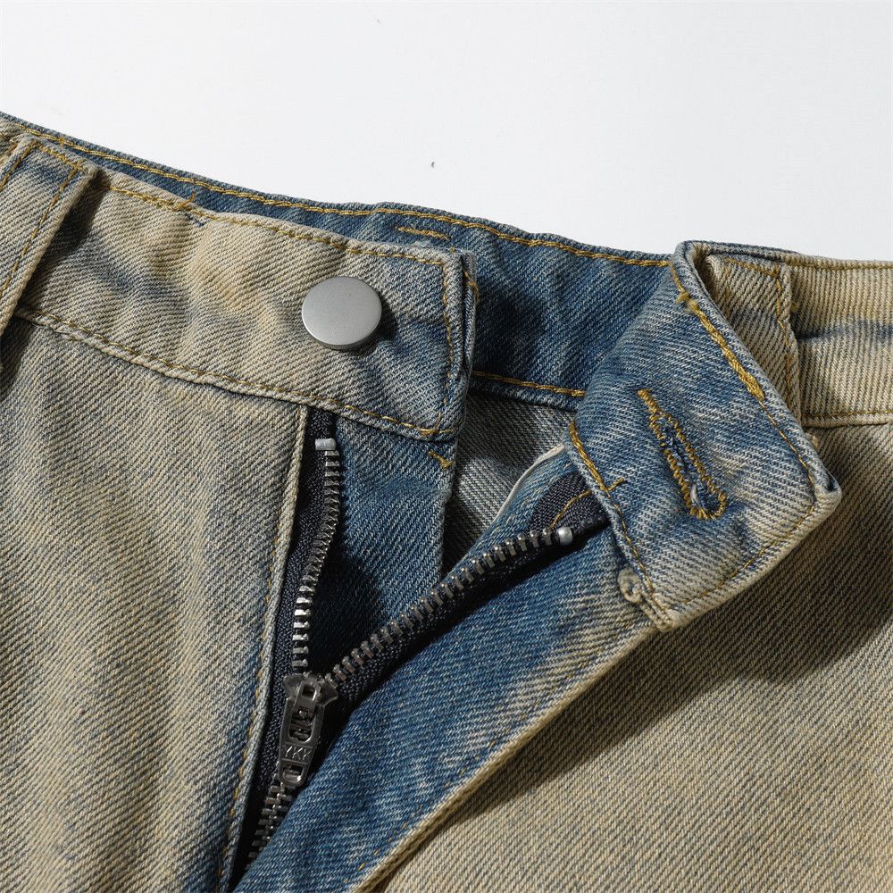 Japanese Brand × Jean Men's punk ink-splashed washed distressed scimitar jeans Size US 32 / EU 48 - 6 Thumbnail