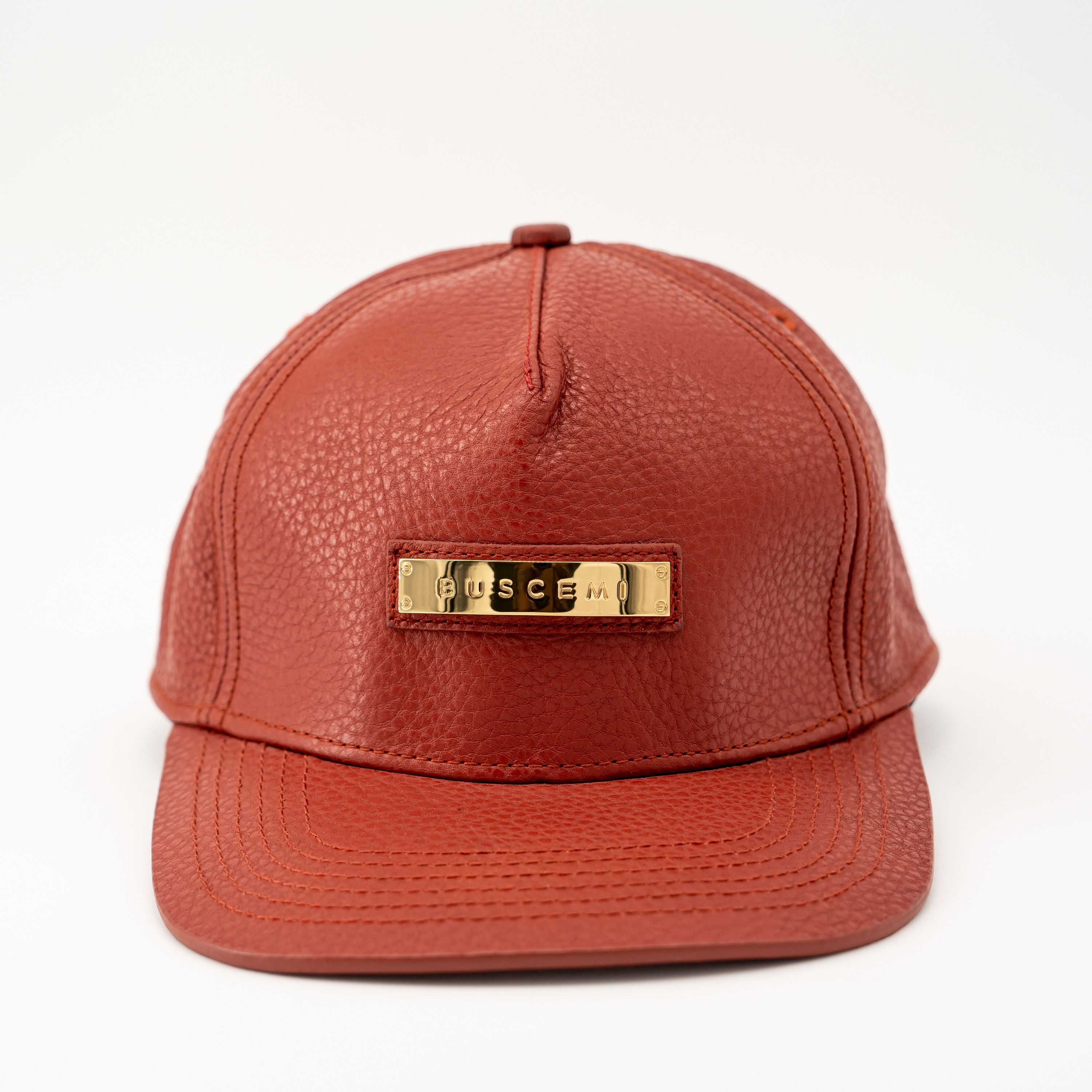 Buscemi Buscemi Screwback Cap Pebbled Cow Leather Red Hat Size ONE SIZE - 1 Thumbnail