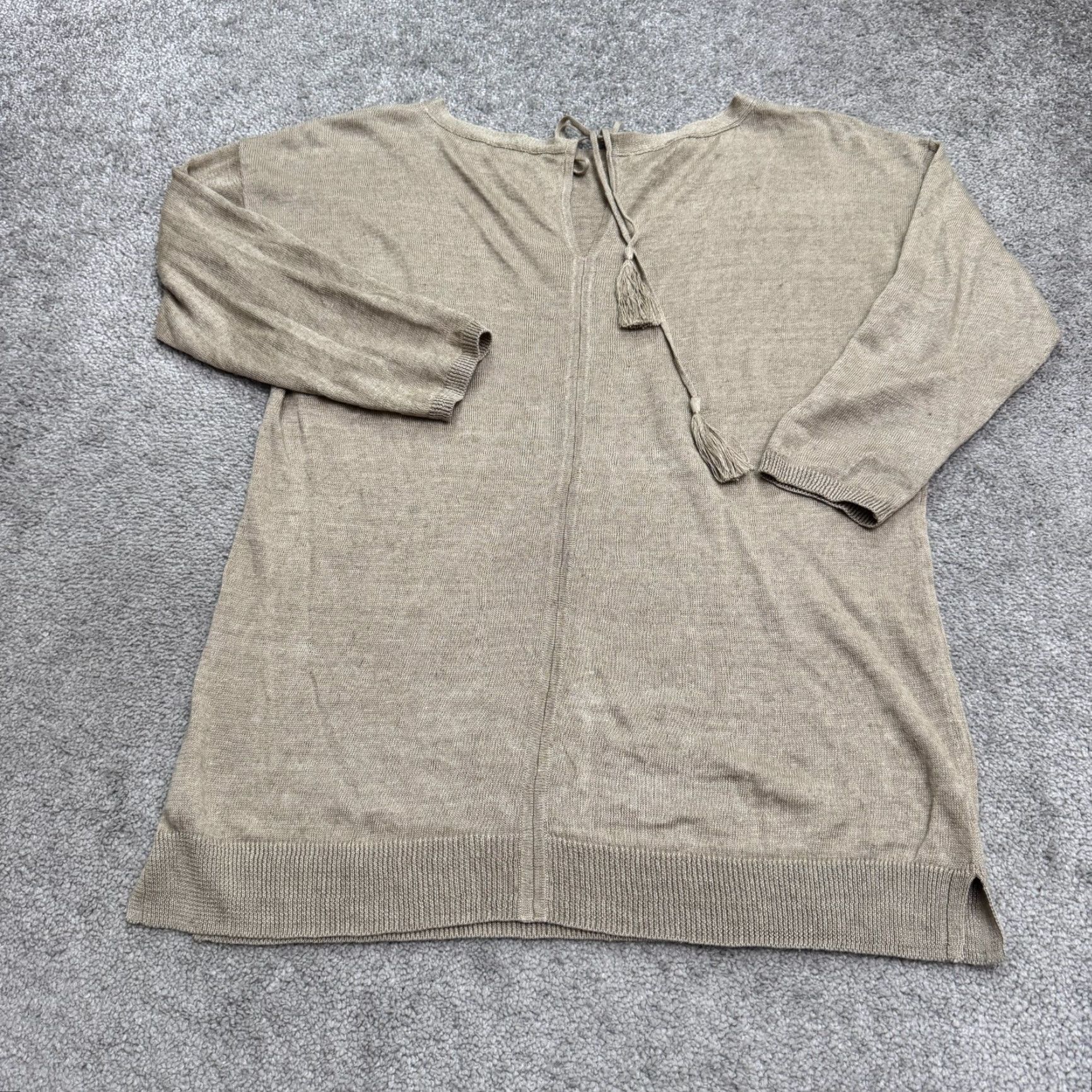 Talbots Talbots Women's Sweater Pullover Knit Casual Long Sleeve S Tan Brown Linen Fall Spring Summer Winter Classic Size S / US 4 / IT 40 - 2 Thumbnail