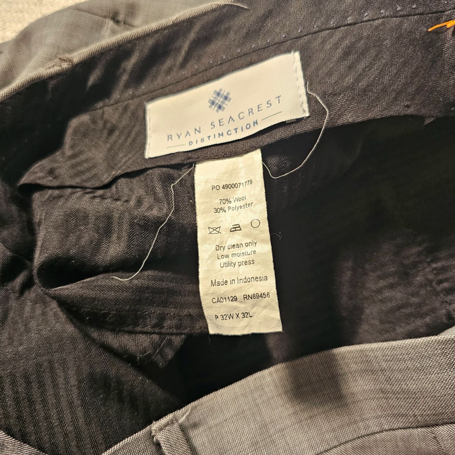 Vintage Ryan Seacrest Distinction Pants Adult 32 x 32 Gray Wool Blend Flat Front Dress Pants Mens Size US 32 / EU 48 - 3 Thumbnail