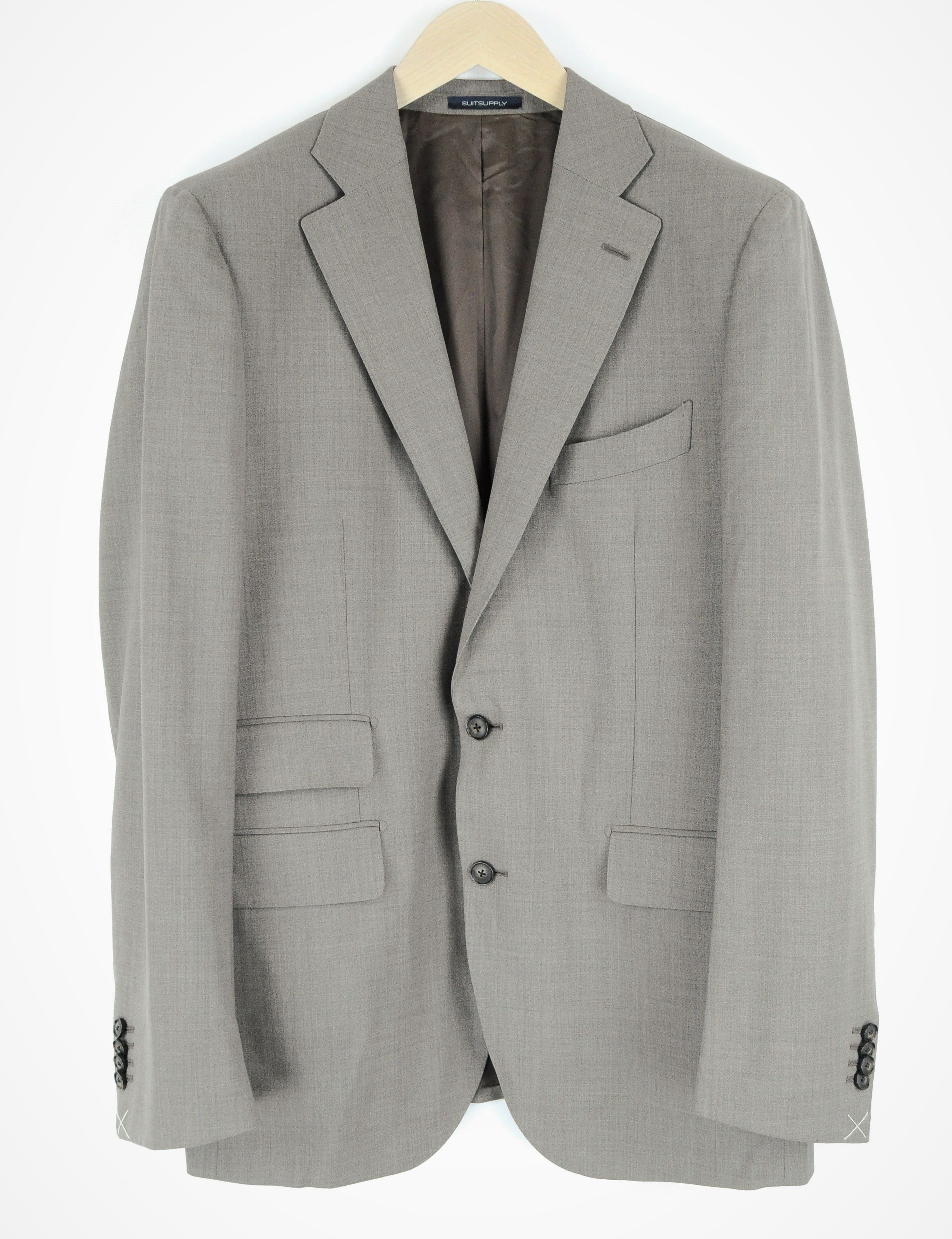image of Suitsupply La Spalla Uk44R Greyish Brown Wool Lined Blazer 54118, Men's