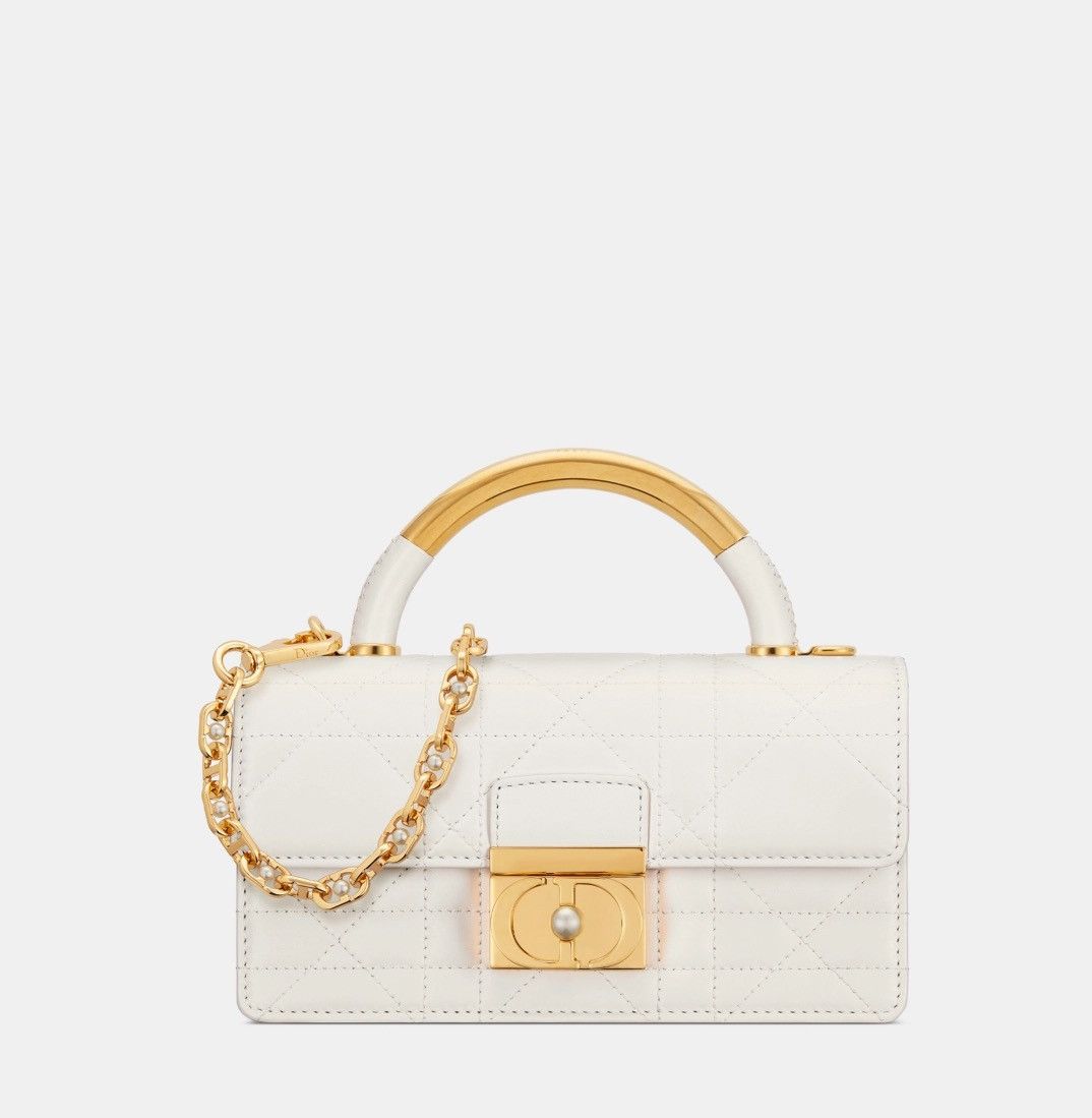 Dior MINI DIOR ANGE BAG Black Macrocannage Lambskin in white Size ONE SIZE - 2 Thumbnail