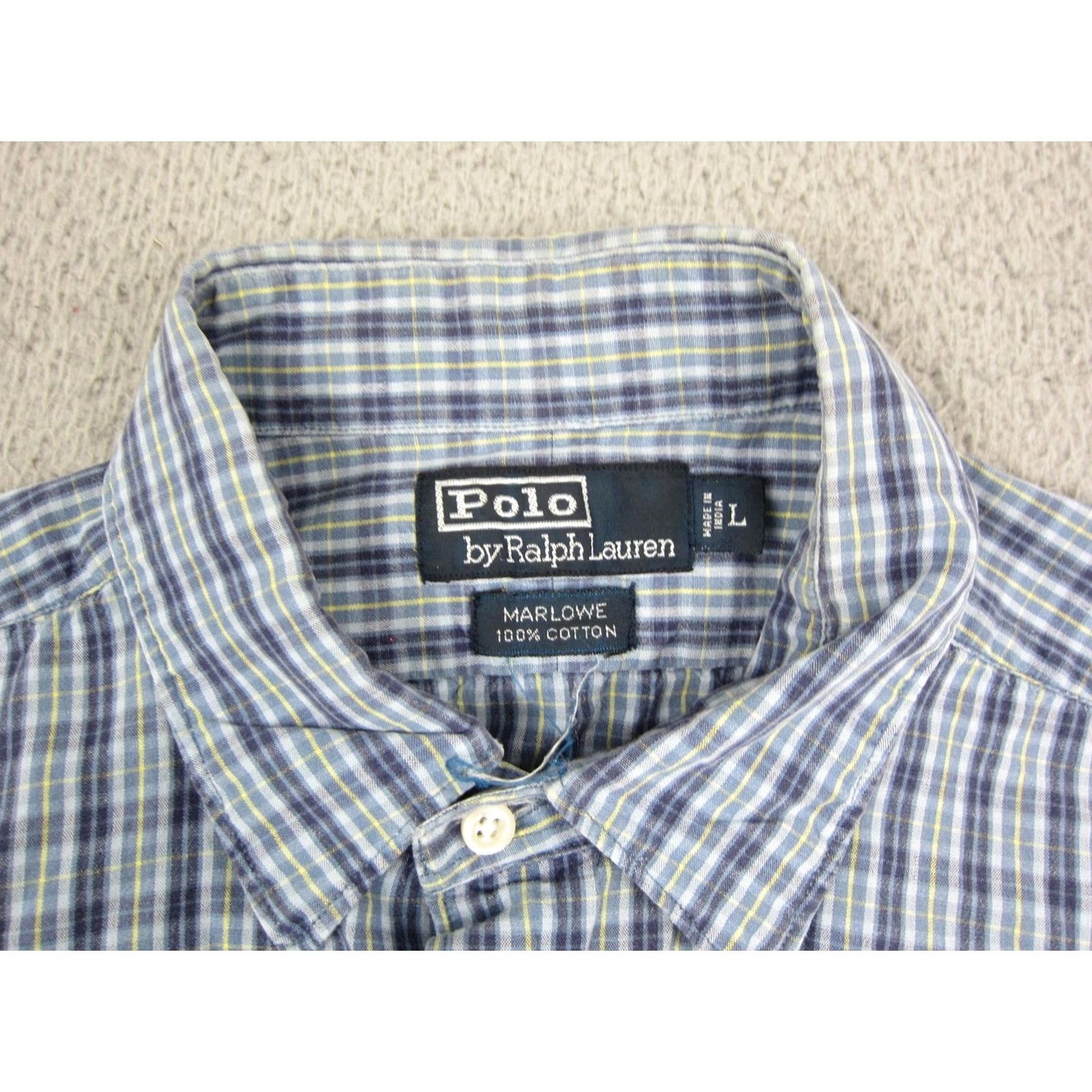 Polo Ralph Lauren VINTAGE Polo Ralph Lauren Shirt Adult Large Blue Black Pony Check Marlowe 90s Size US L / EU 52-54 / 3 - 5 Thumbnail