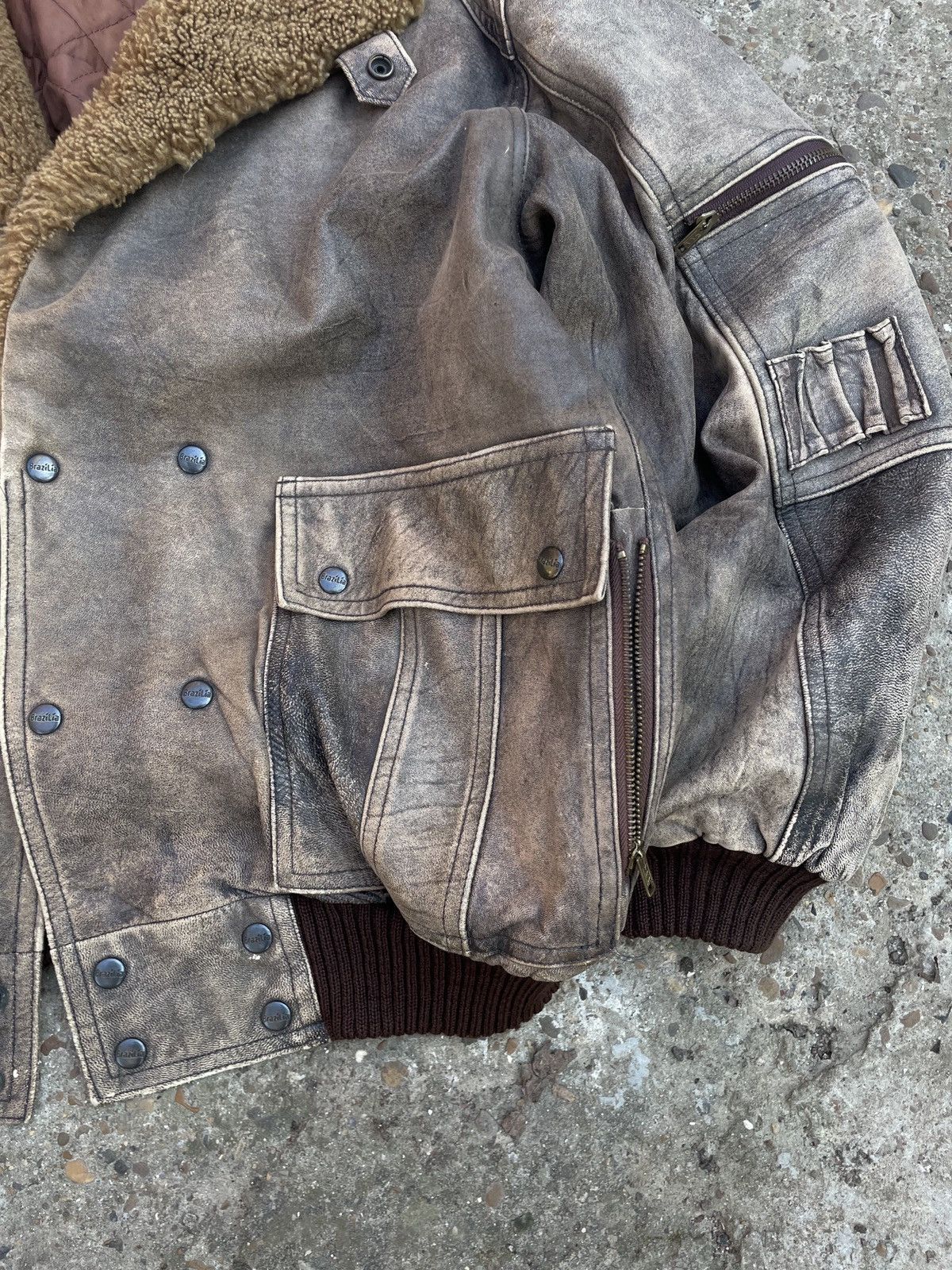 Other Vintage Brown Leather Aviator Bomber Jacket Size US L / EU 52-54 / 3 - 9 Thumbnail