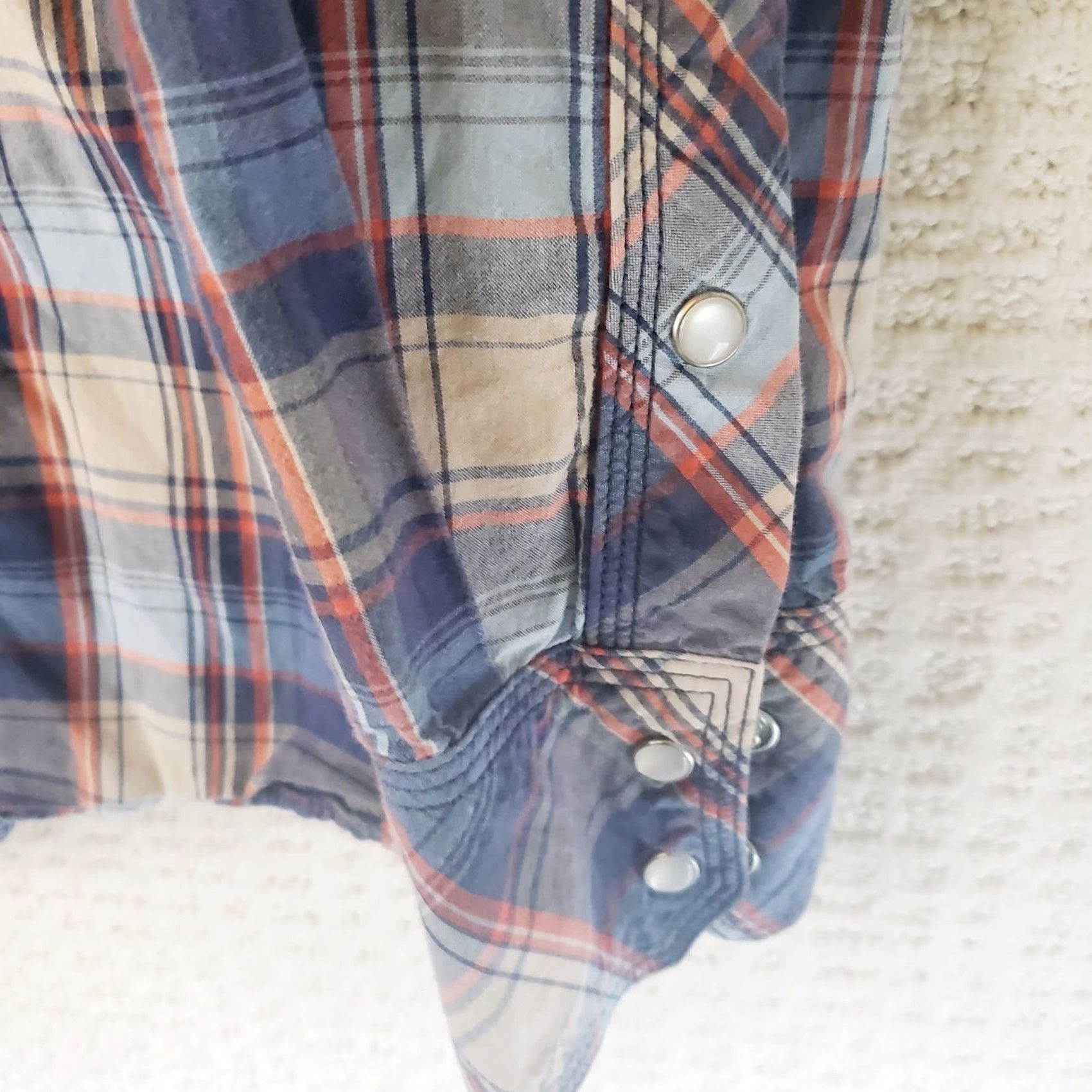 True Religion True Religion Shirt Men L Blue Plaid Pearl Snap Western Long Sleeve Cotton Twill Button-Up Casual Workwear Party/Cocktail Mens Size US L / EU 52-54 / 3 - 6 Thumbnail