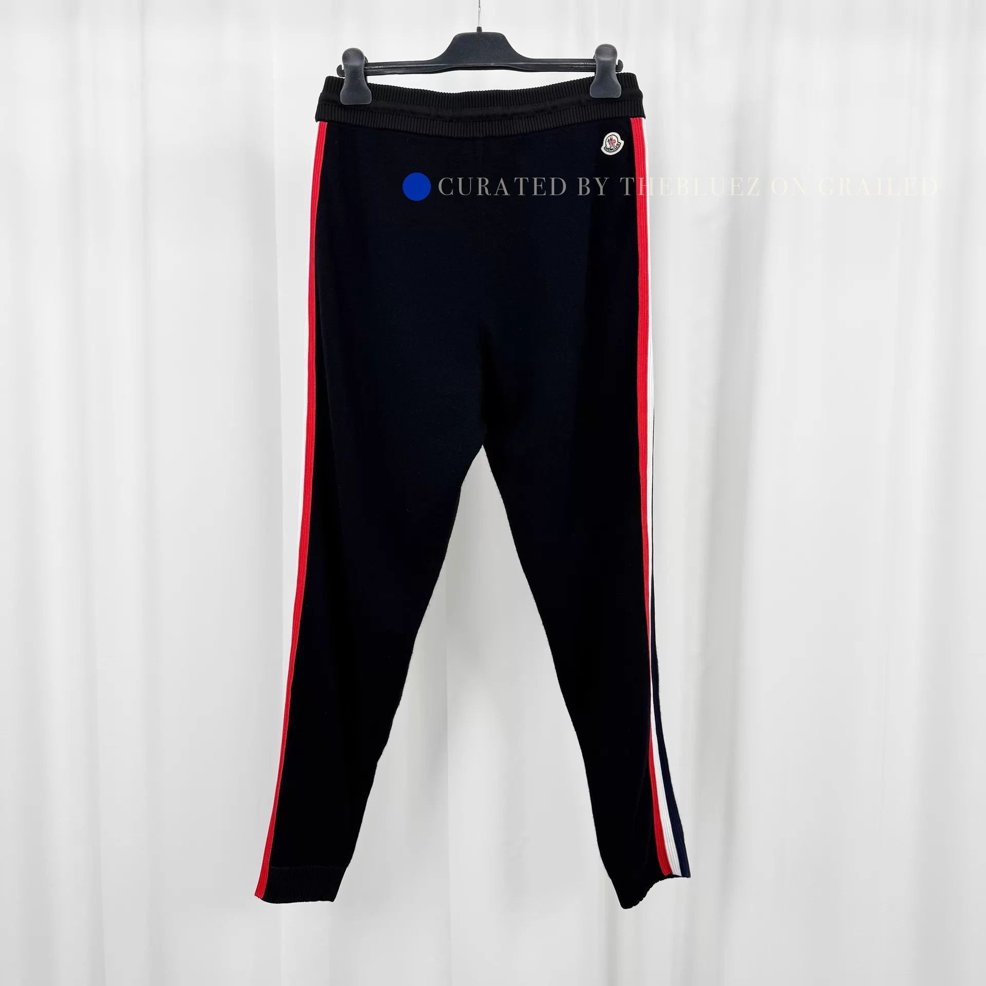 Moncler Stylish Black Knit Striped Sweatpants Size US 34 / EU 50 - 1 Thumbnail
