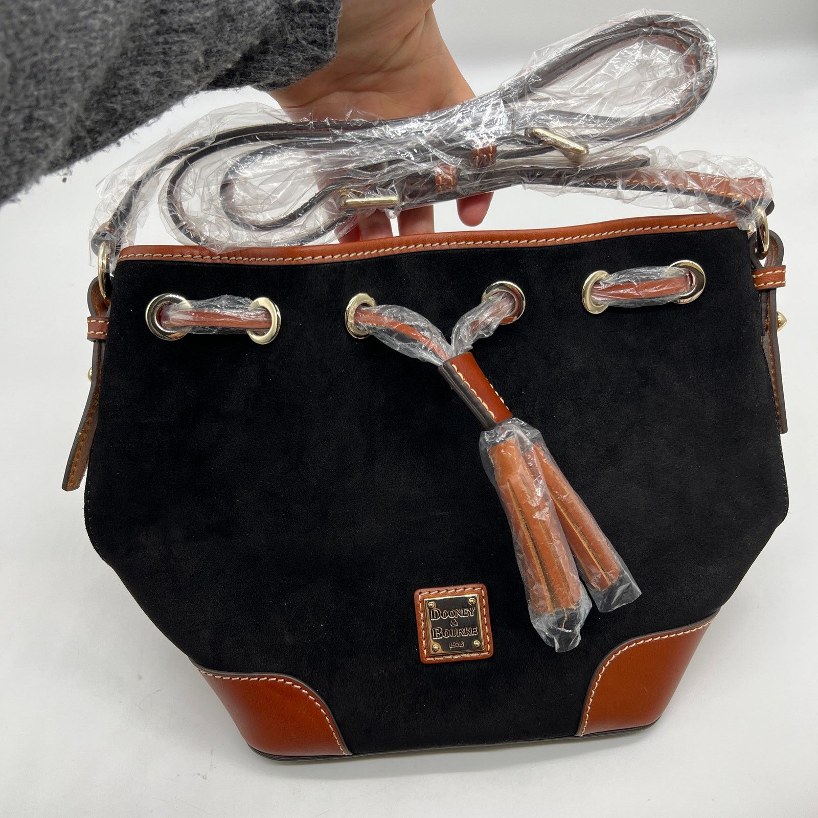 Dooney & Bourke Dooney & Bourke Suede Drawstring Crossbody Bags Black Size ONE SIZE - 1 Thumbnail